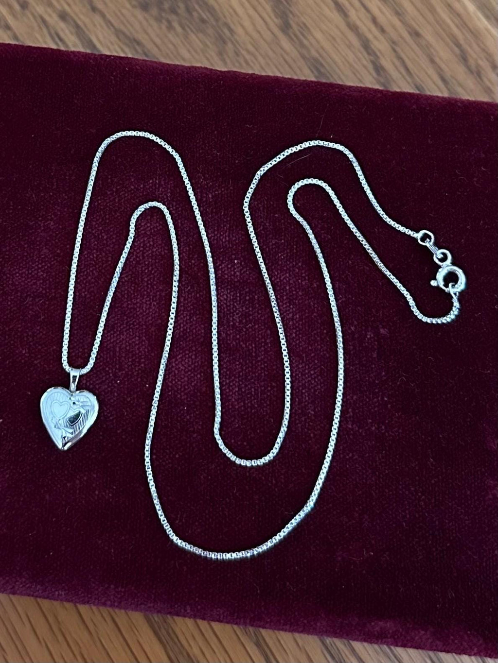 Vintage PPC Sterling Silver Etched Heart Locket Pendant Necklace Dainty 18.25" Princess Pride Creations
