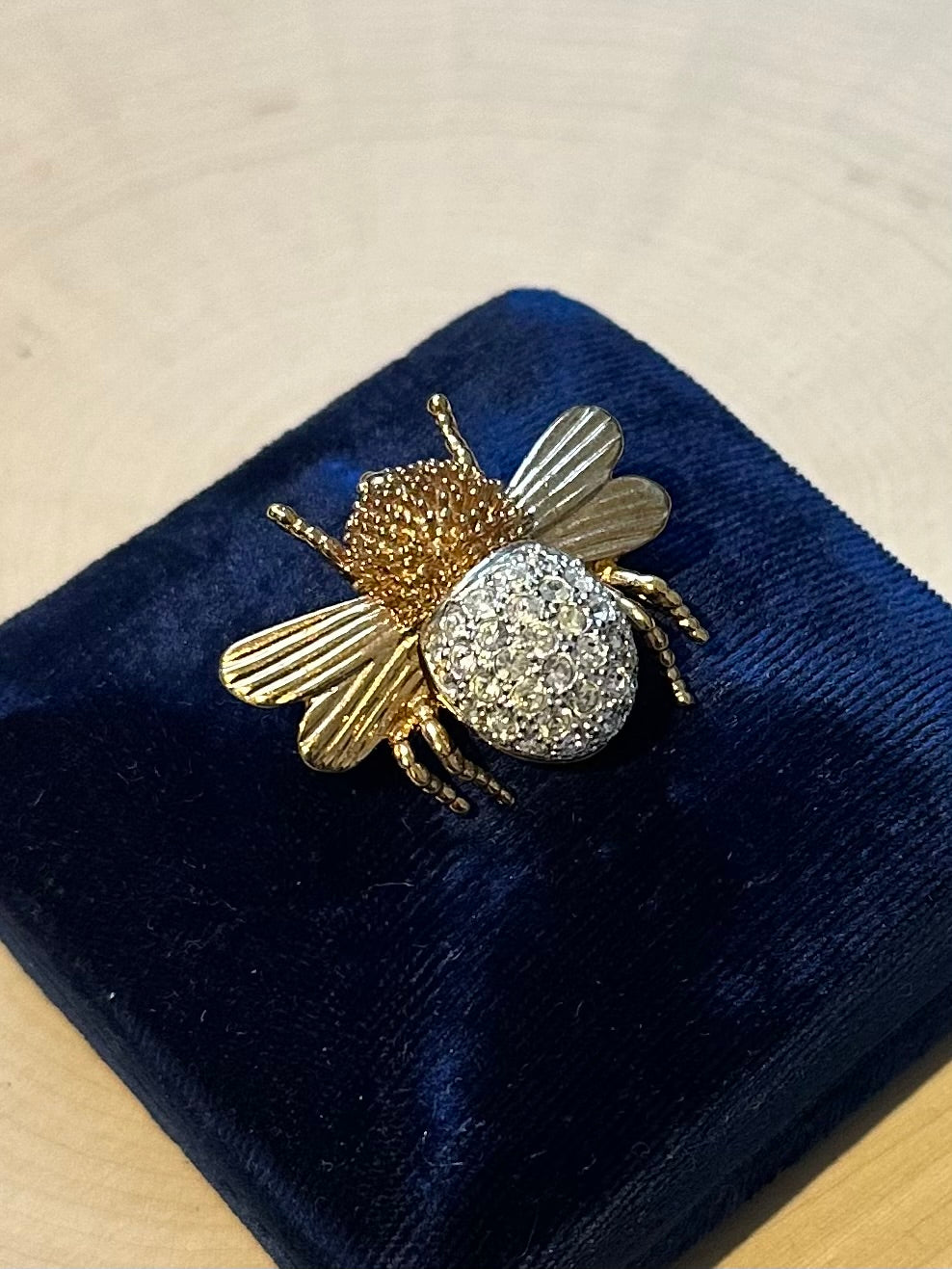 Vintage Signed Roman Gold Tone & Pave Rhinestone Bumblebee Brooch