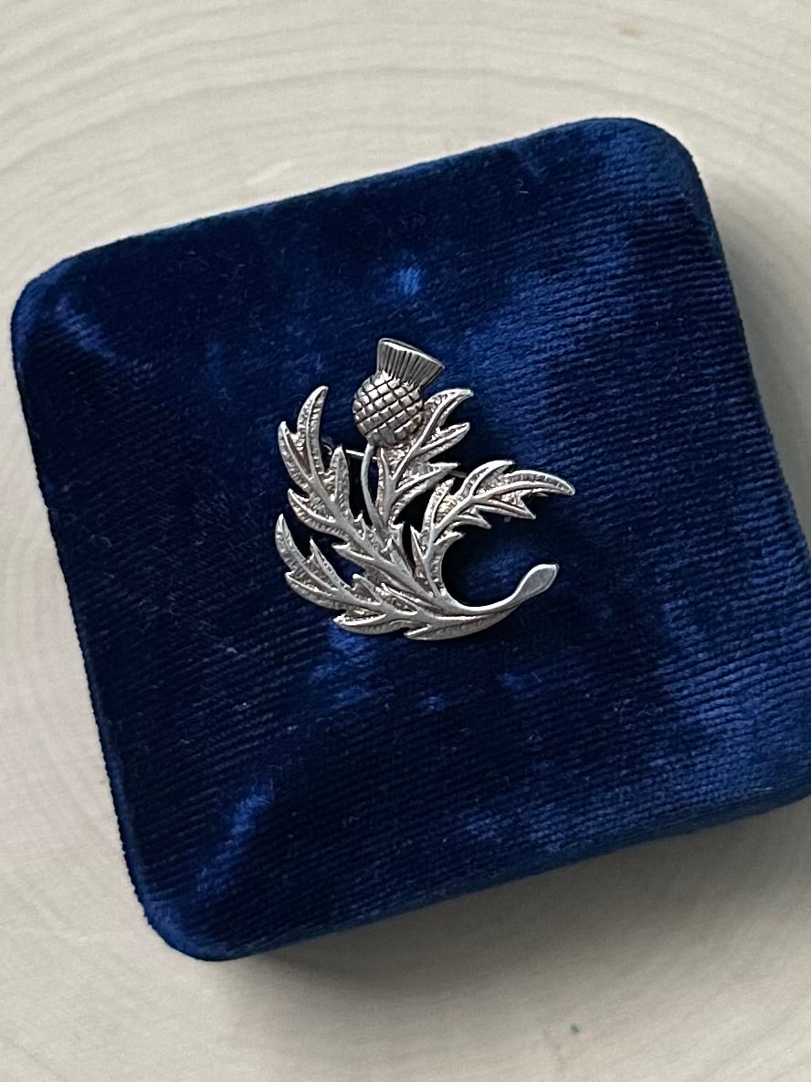 Vintage Hallmarked Scottish Sterling Silver Thistle Brooch Pin