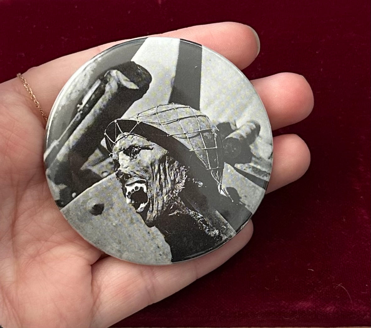 'Roasted in a Tank' Japanese Soldier Button Pin