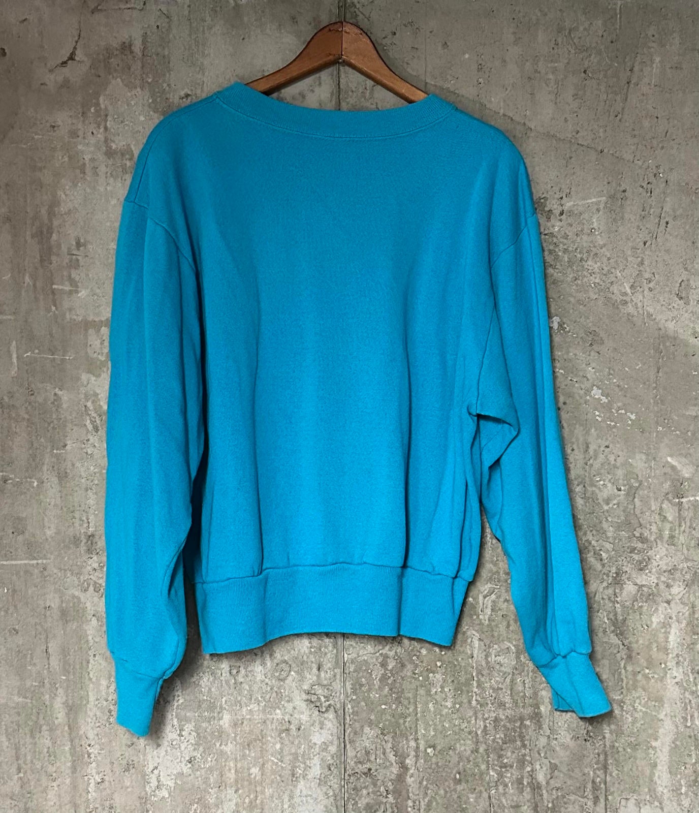1990s Champion USA Made Teal Blue Crewneck Sweatshirt Blank Large