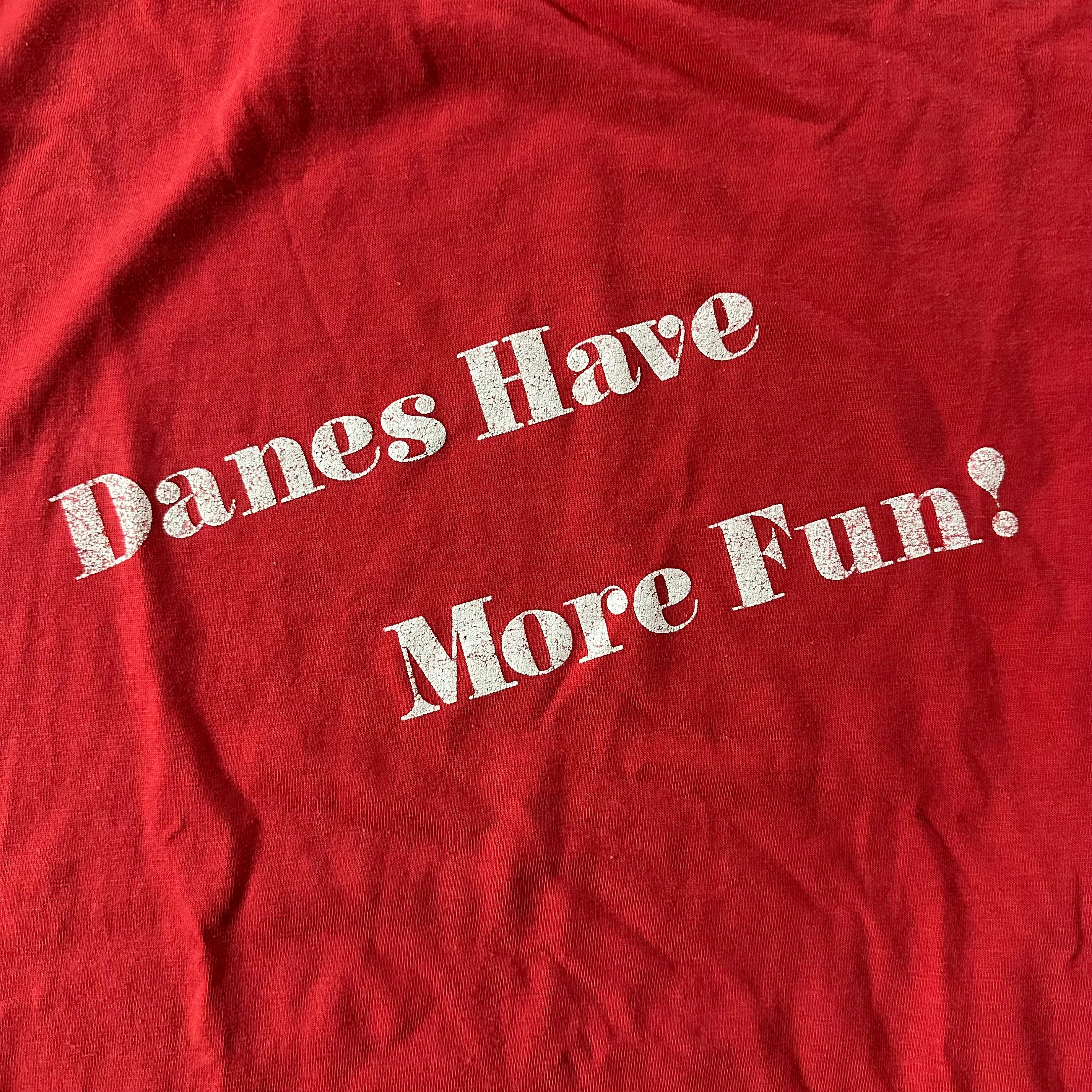 Vintage 1980s Anvil USA Danes Have More Fun Single Stitch Red T-Shirt Tee