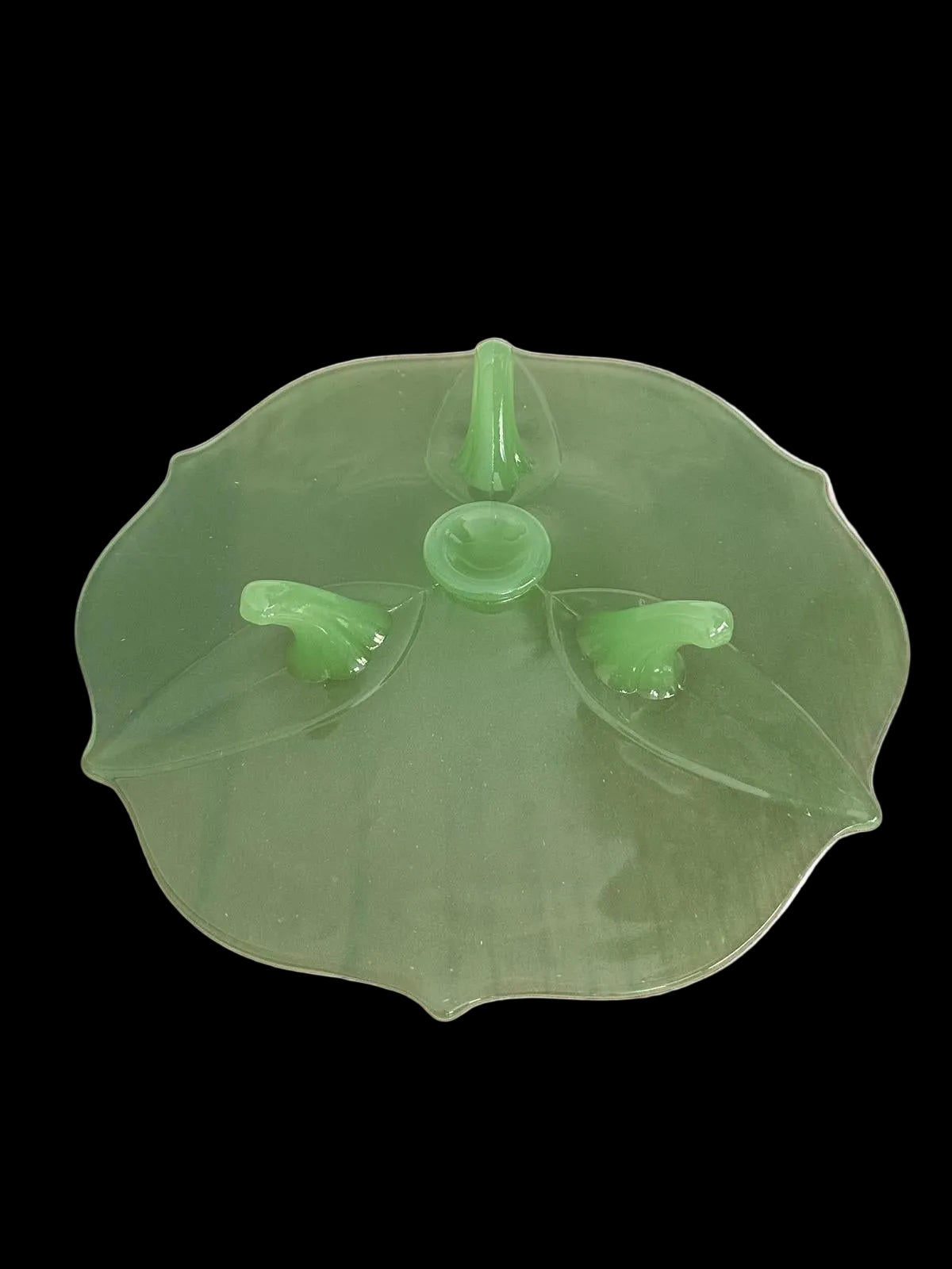 Vintage Jadeite Glass Lotus Footed Bowl & Footed Plate Set