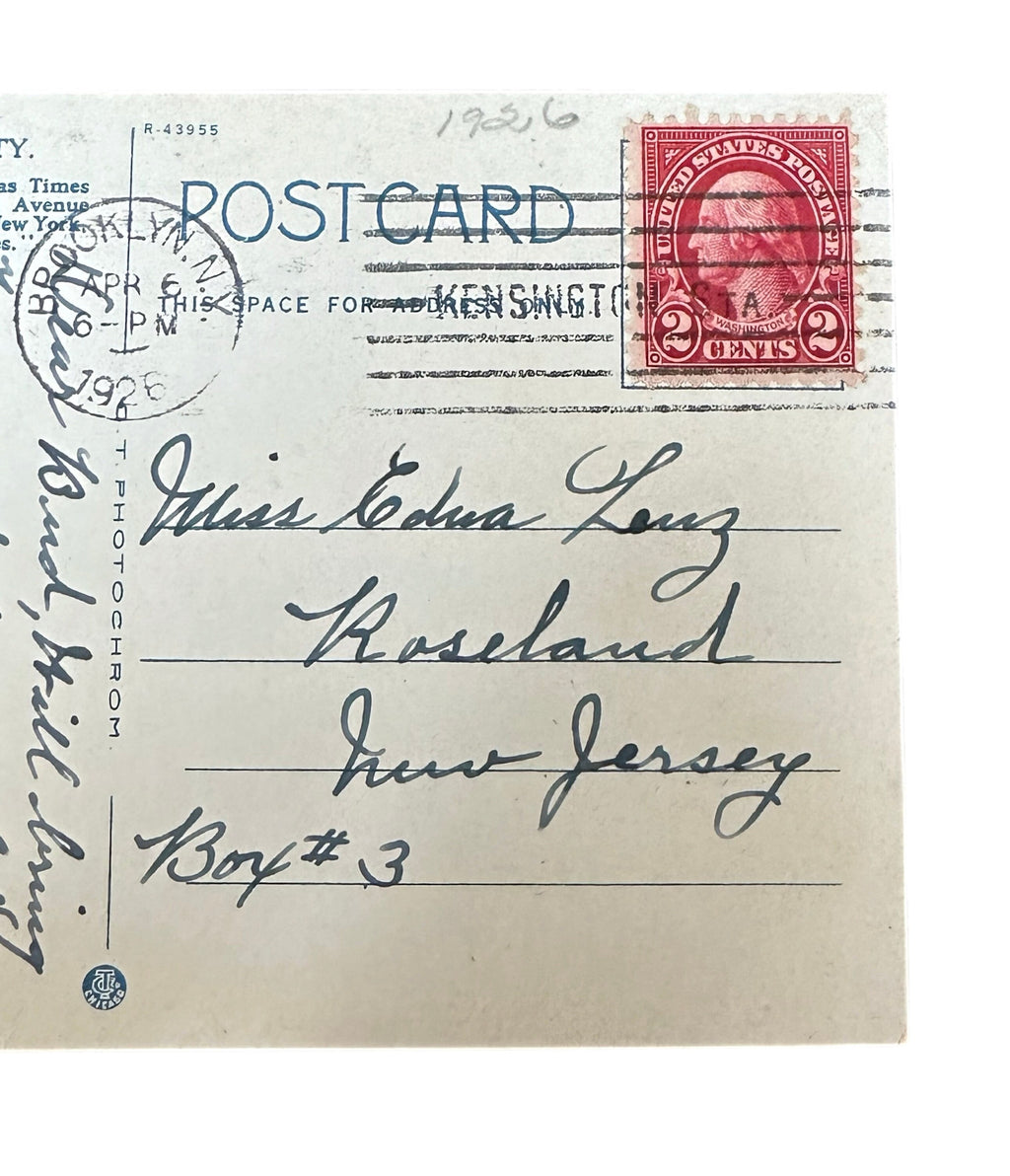 Antique 1926 Postmarked Times Building NYC Topographical Postcard Photo & Art Postal Co. New York City