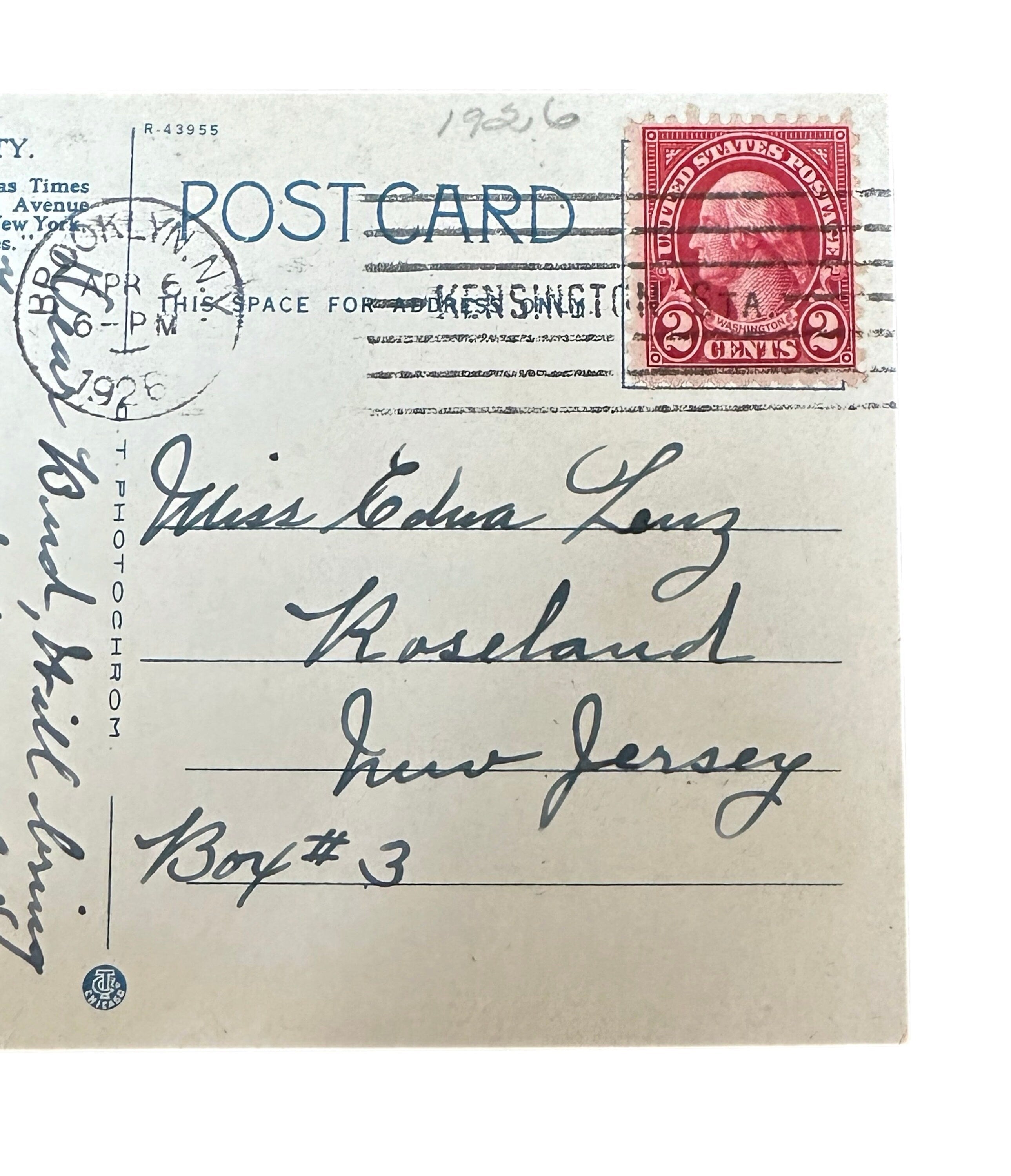 Antique 1926 Postmarked Times Building NYC Topographical Postcard Photo & Art Postal Co. New York City