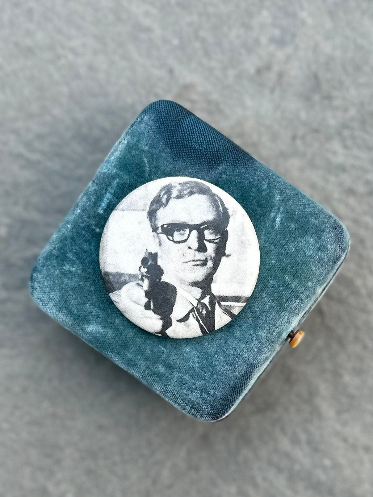 Vintage RARITY Michael Caine The Ipcress File Movie British Spy 1960s Pinback Button Pin B&W 1.7"