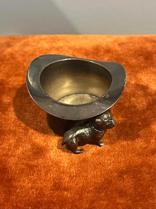 Antique Victorian Pairpoint Mfg Co. Silver Plate Figural Top Hat English Bulldog Toothpick Holder