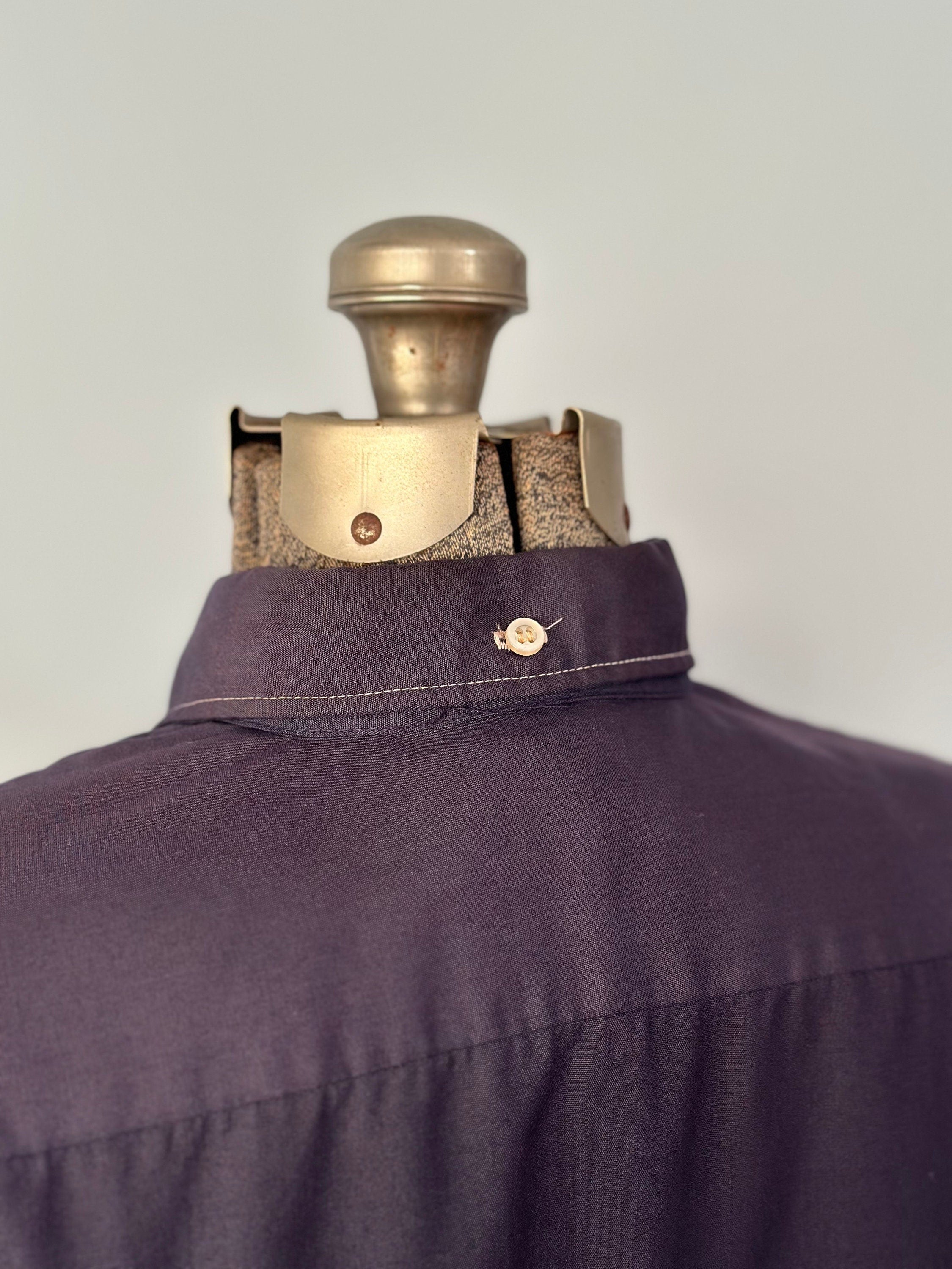 Vintage 1970s Cobbies by Cos Cob Navy Blue Collar Button-Up Women's Long Sleeve Shirt Dress