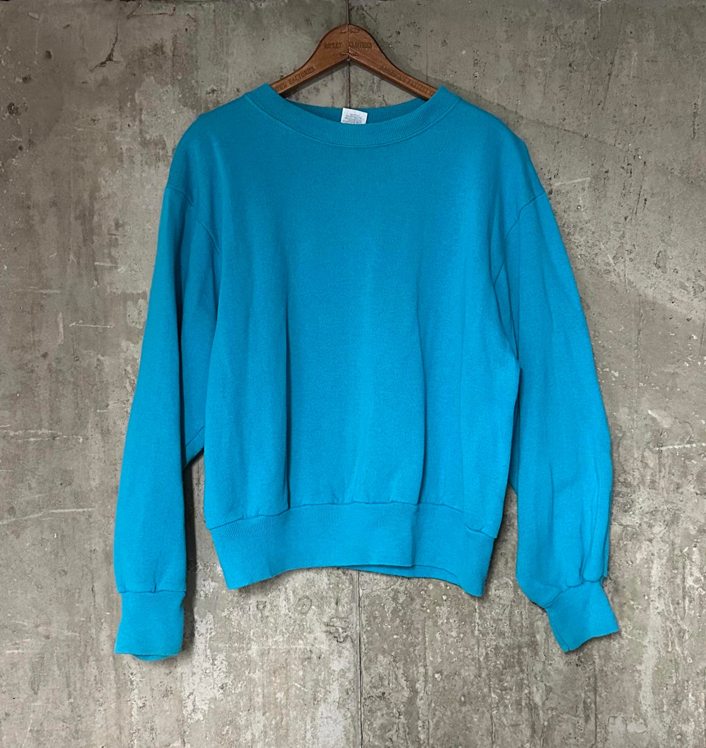 1990s Champion USA Made Teal Blue Crewneck Sweatshirt Blank Large