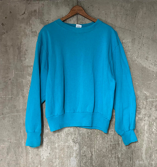 1990s Champion USA Made Teal Blue Crewneck Sweatshirt Blank Large