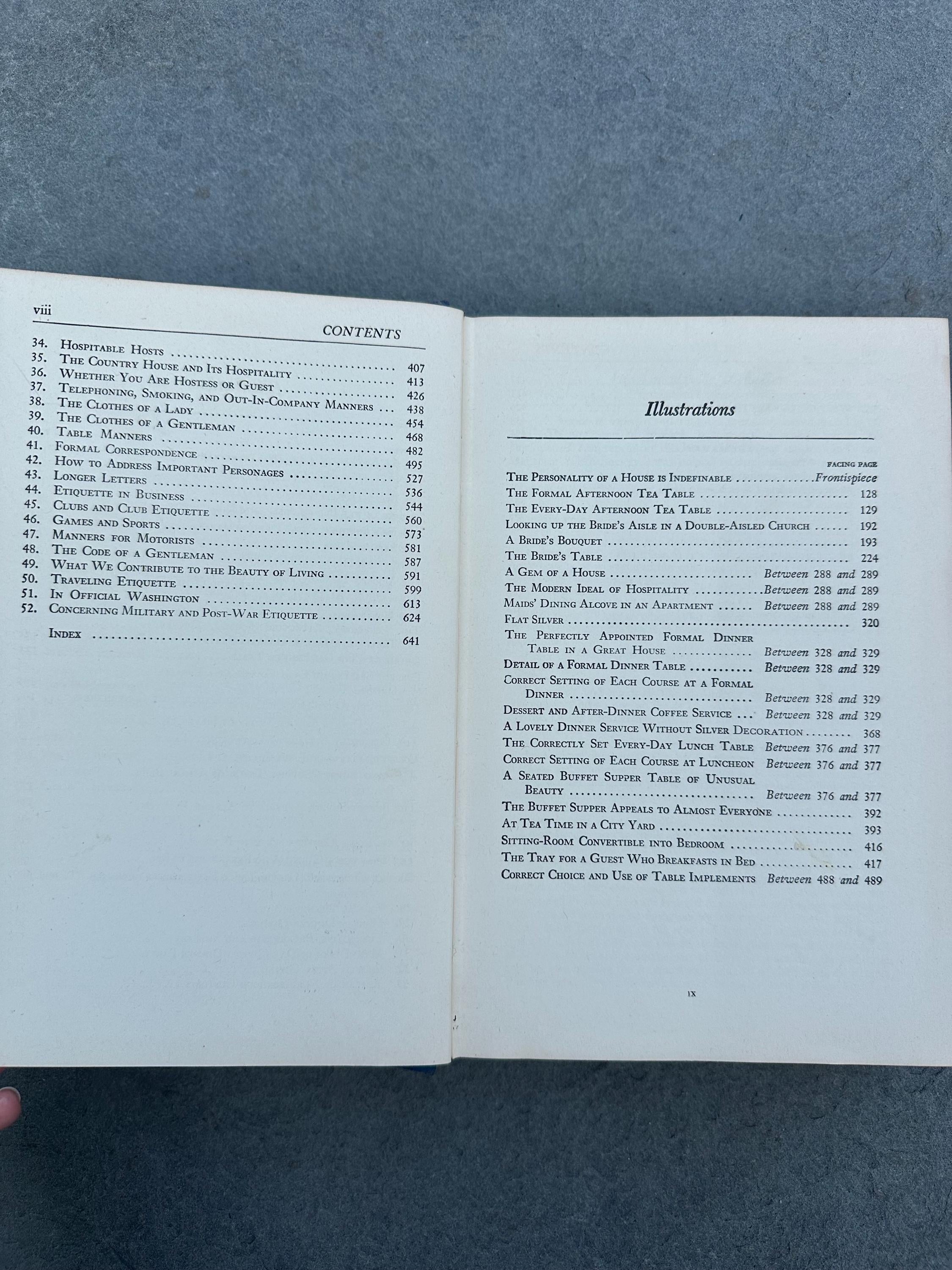 Vintage 1947 Emily Post Etiquette The Blue Book of Social Usage 17th Printing Copyright Edition Illustrated Hardcover Book