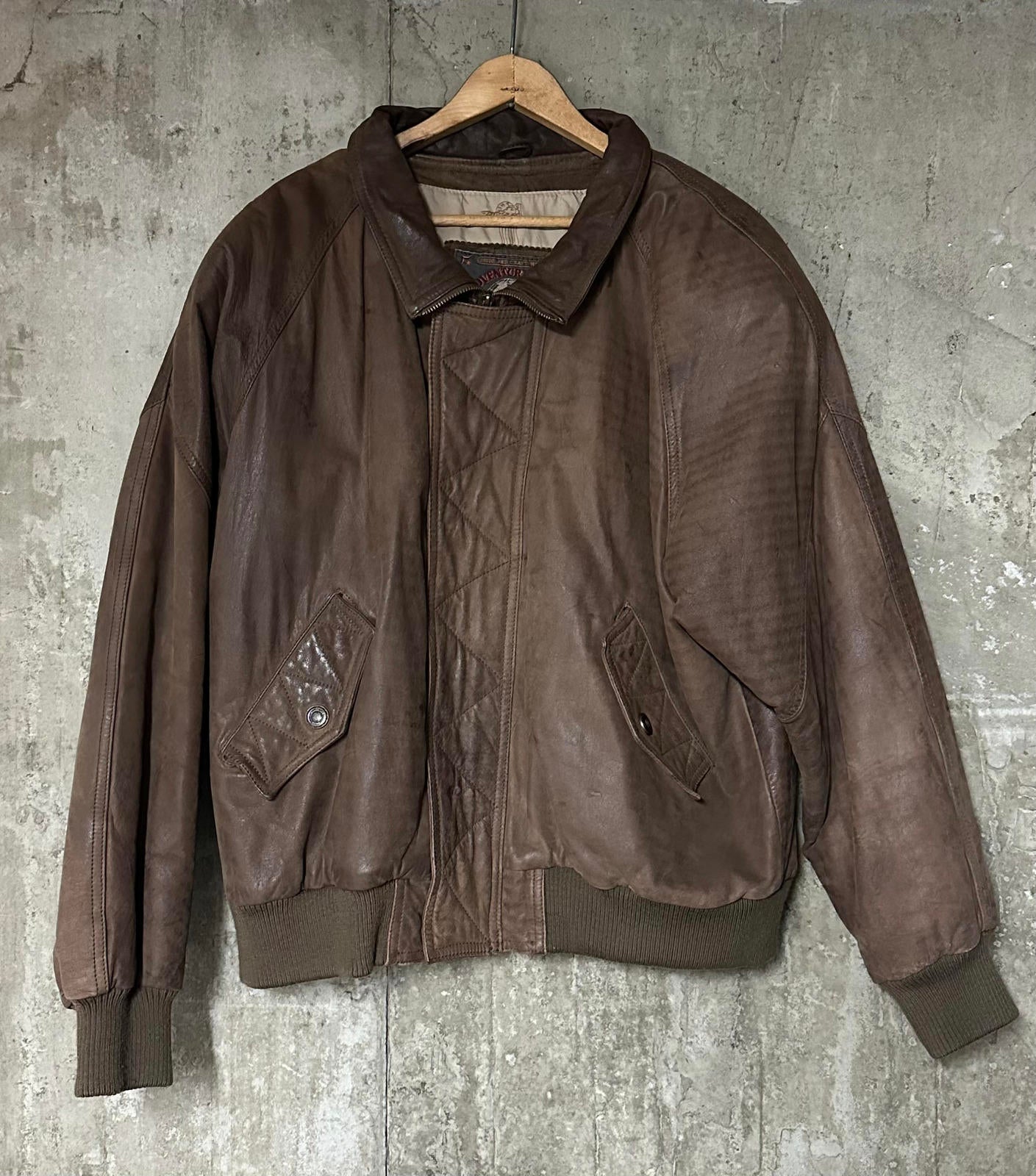 1990s Wilson Genuine Leather Brown Bomber Jacket Adventure Bound
