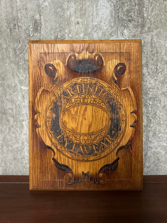Vintage Large Solid Wood Ornate Design Artistic Eyewear Plaque Wall Decor