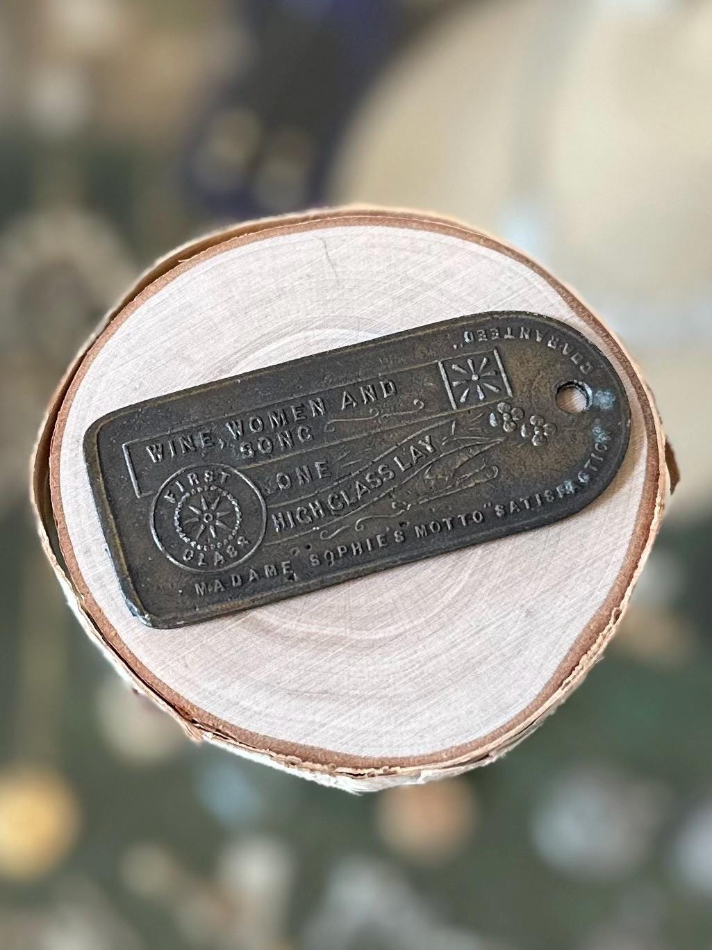 Vintage Reproduction Novelty Hotel de Paris Louis Dupuy Georgetown, Colo. Madame Sophie’s Brothel Metal Key Tag