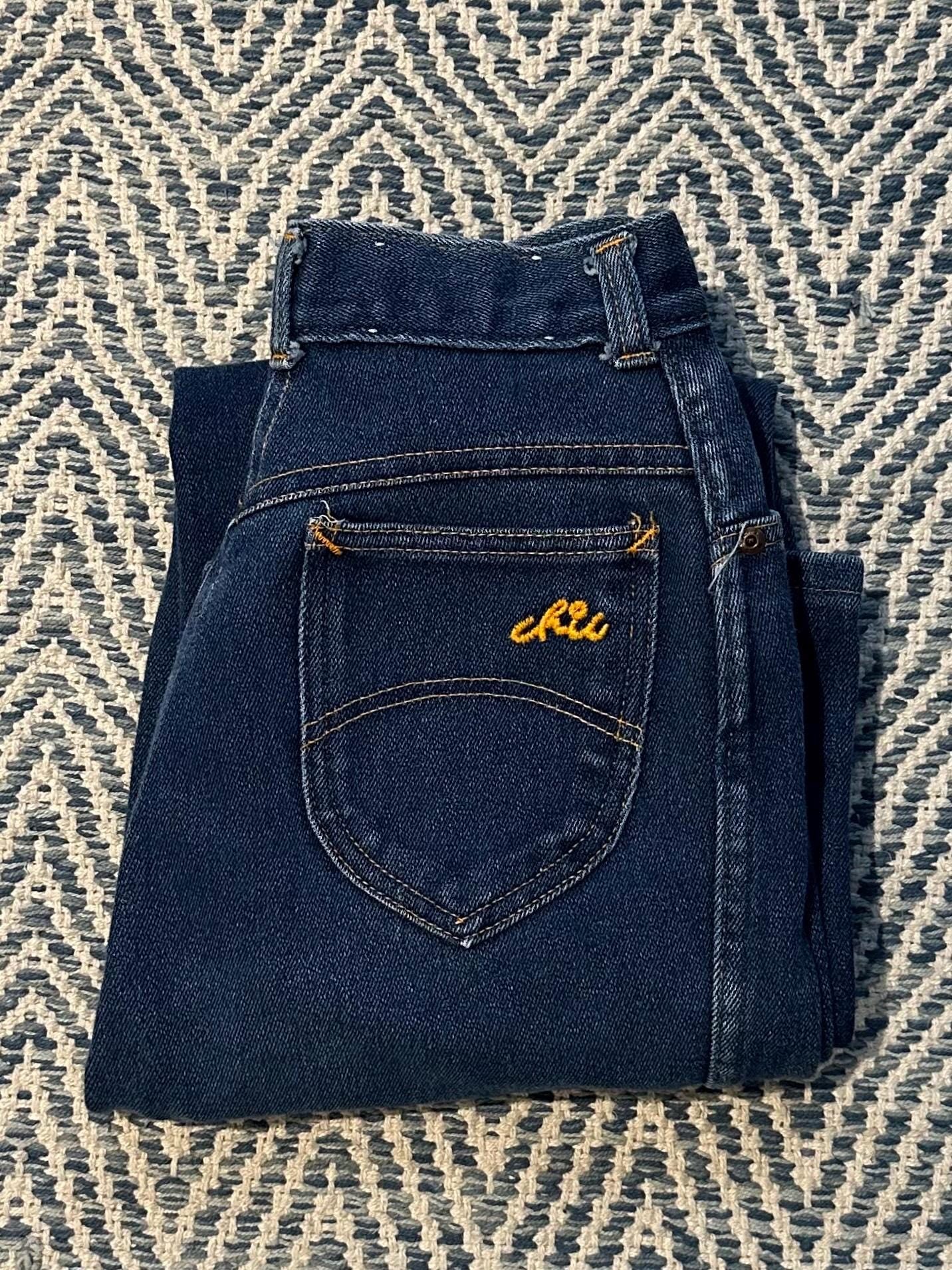 Vintage 1980s Chic h.i.s. Women's Straight Leg High Waisted Denim Jeans 23W 30L Size 11/12