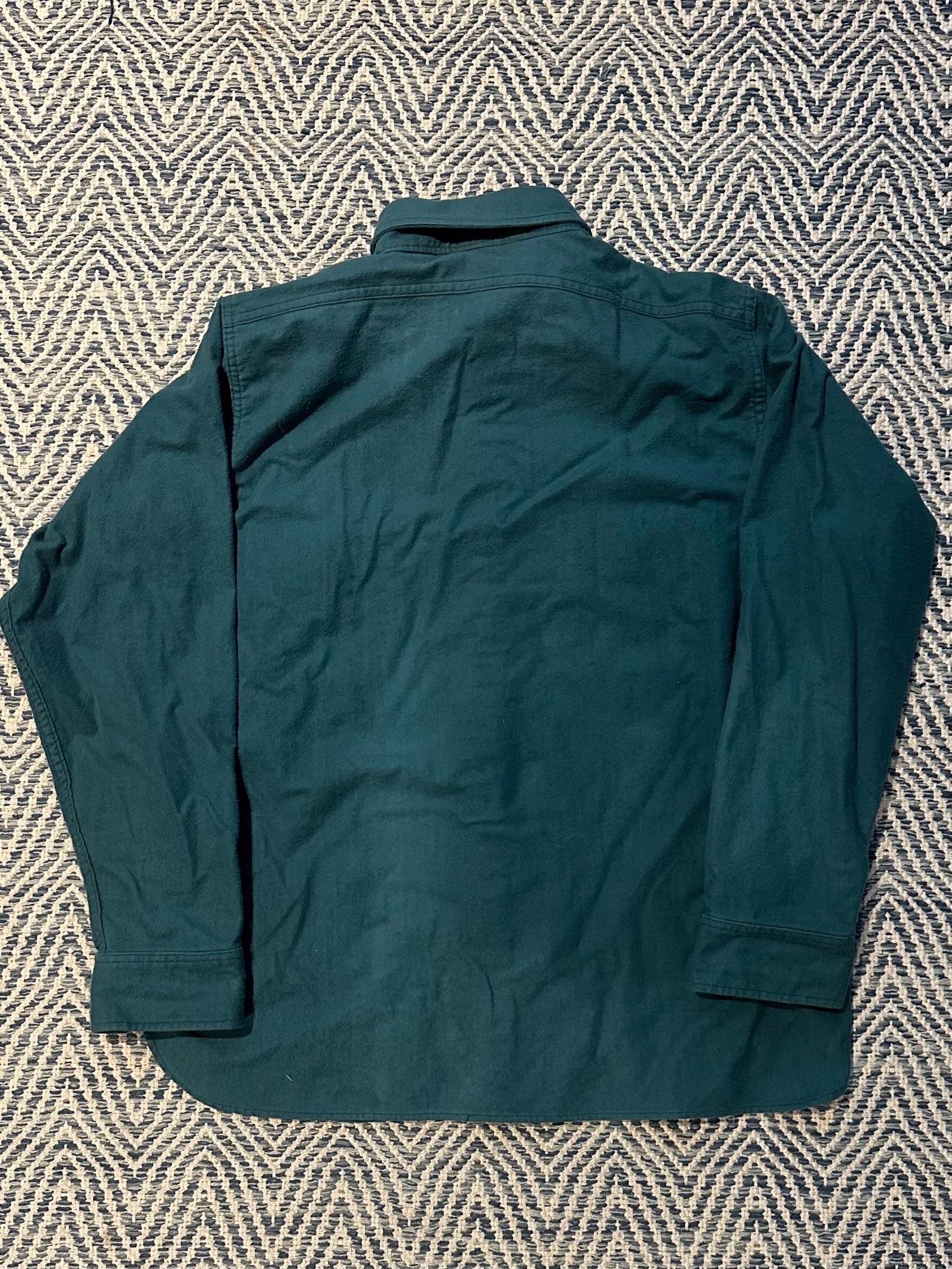 Vintage Circa 1980s WOOLRICH Teal Cotton Flannel Button Long Sleeve Shirt XL Made in USA