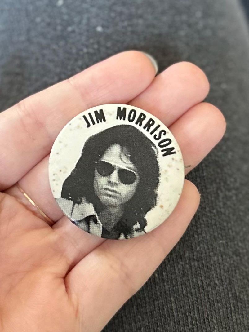Vintage 1970s Jim Morrison The Doors Button Pin Badge Pinback B&W