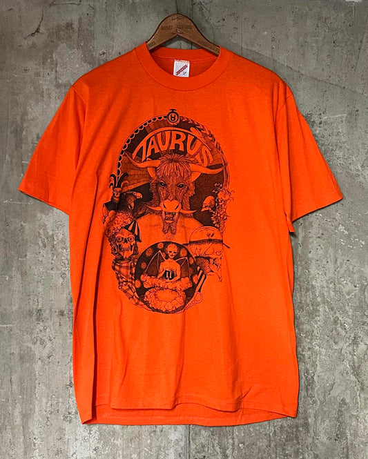 1990 Taurus Zodiac Graphic Tee Cerone Occult Skull Art Single Stitch