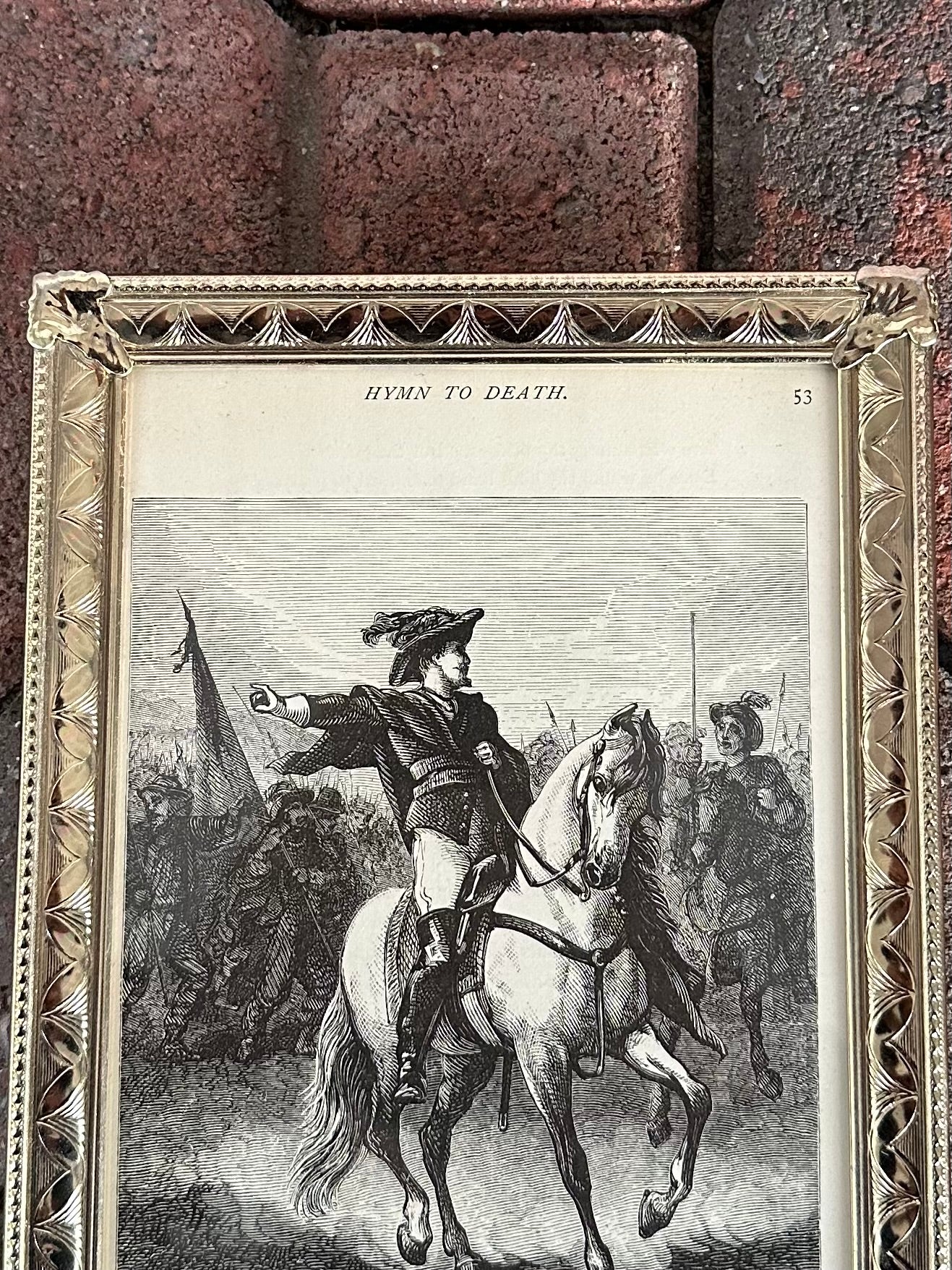 Vintage Framed Engraving "Hymn to Death" from 1878 Poetical Works of William Cullen Bryant