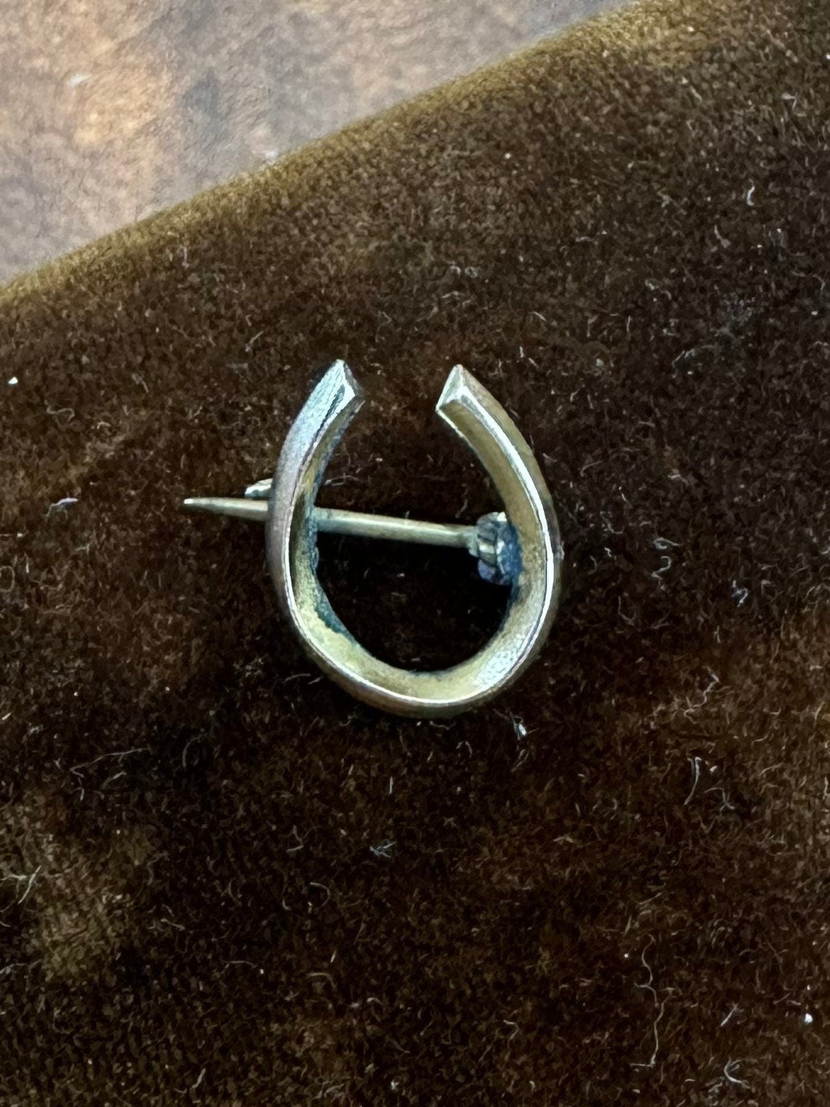 Antique Victorian Mini Gold Top Horseshoe Pin C-Clasp