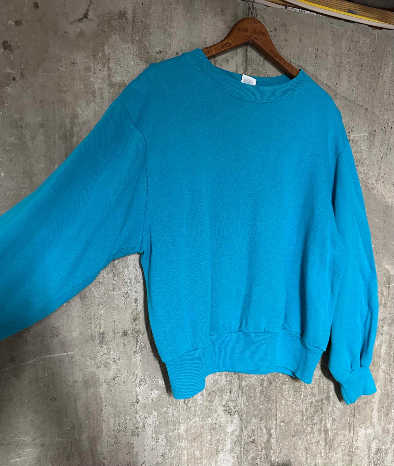 1990s Champion USA Made Teal Blue Crewneck Sweatshirt Blank Large