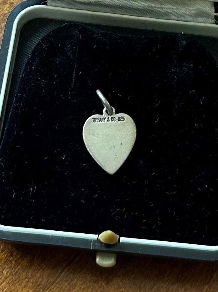 Vintage Signed TIFFANY & CO. Sterling Silver Heart Tag Charm or Pendant