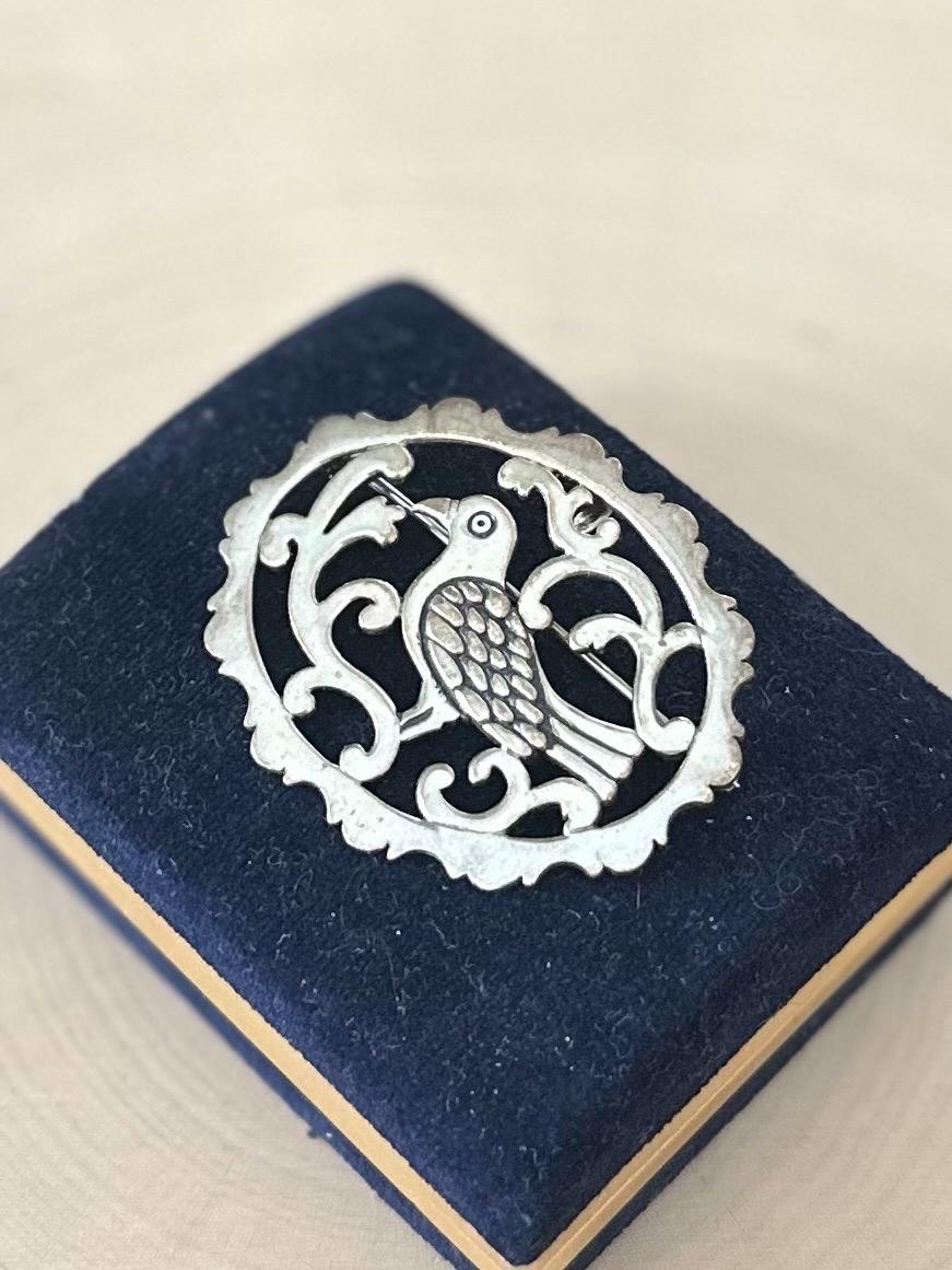 Vintage 1980s Hand & Hammer Handcrafted Sterling Silver Dove Pigeon Brooch or Pendant
