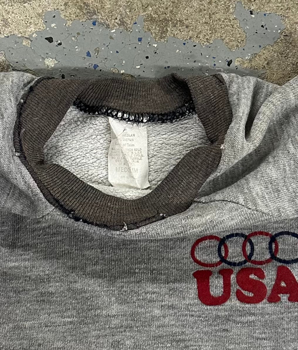 1980s Thrashed USA Olympics Kids Raglan Crewneck Sweatshirt