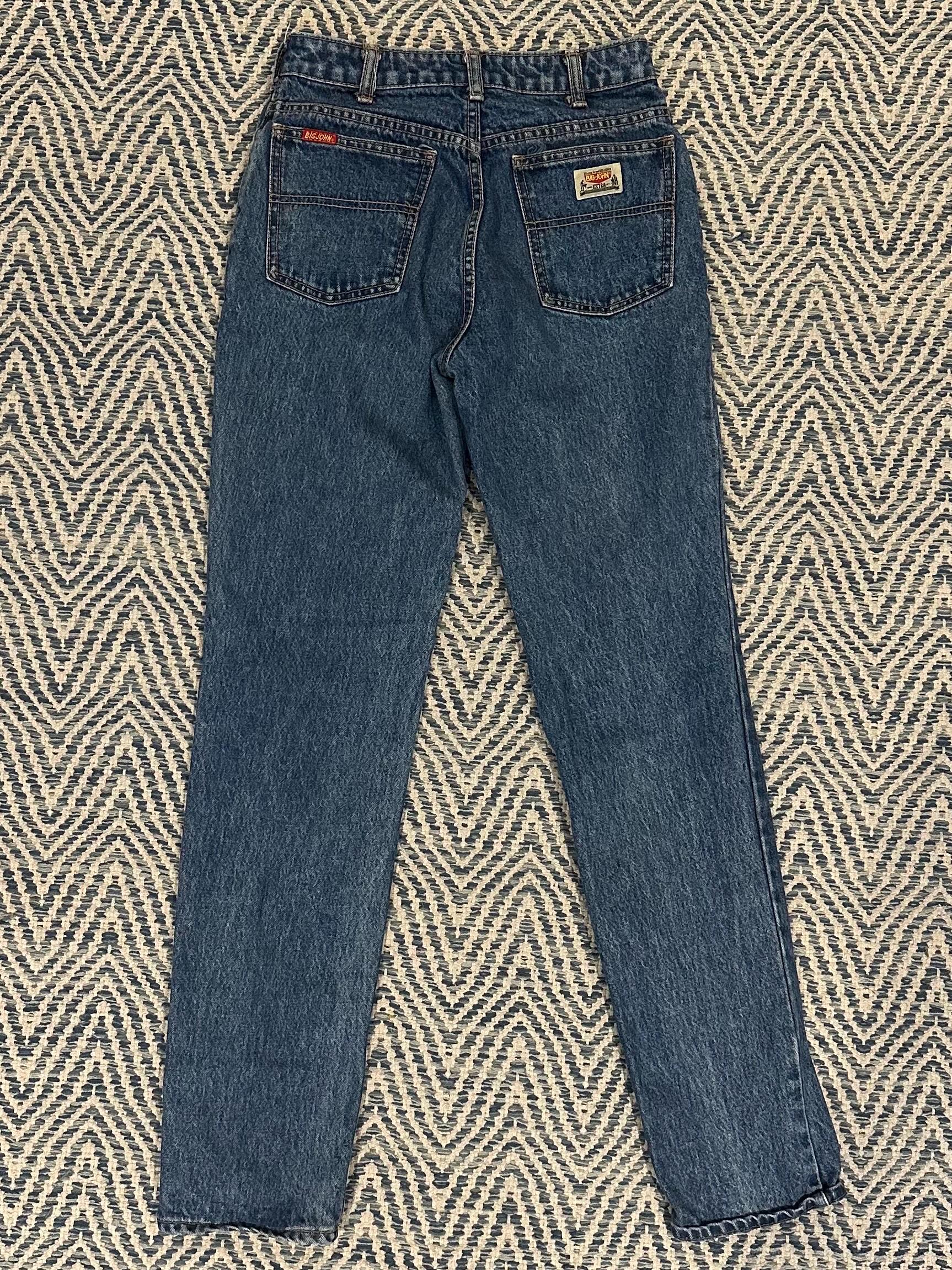 Vintage 1980s BIG JOHN Japanese Denim Women's Jeans 100% Cotton High Rise Straight Leg 24W Made in Japan