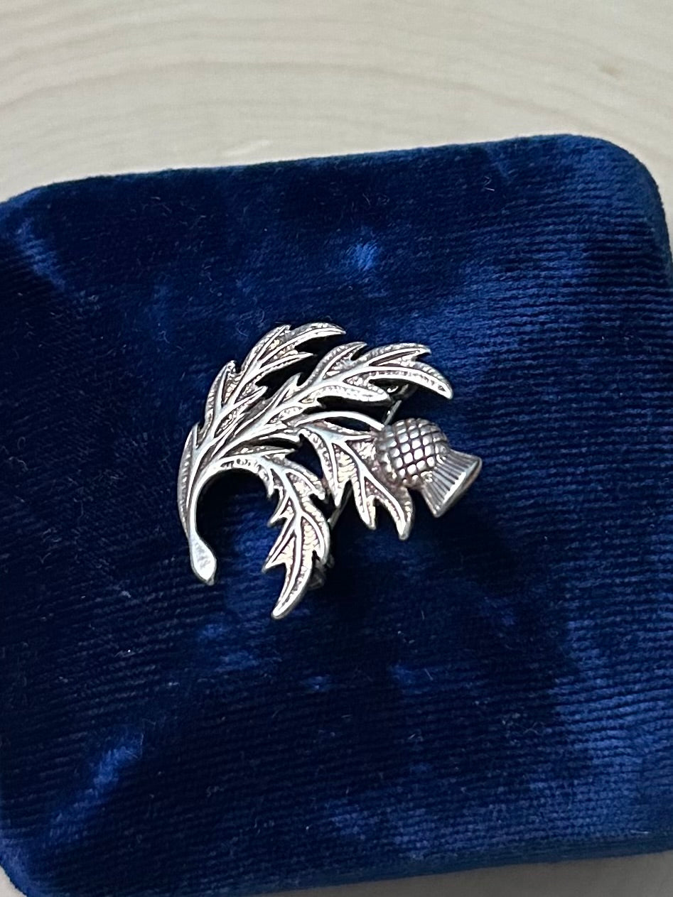 Vintage Hallmarked Scottish Sterling Silver Thistle Brooch Pin