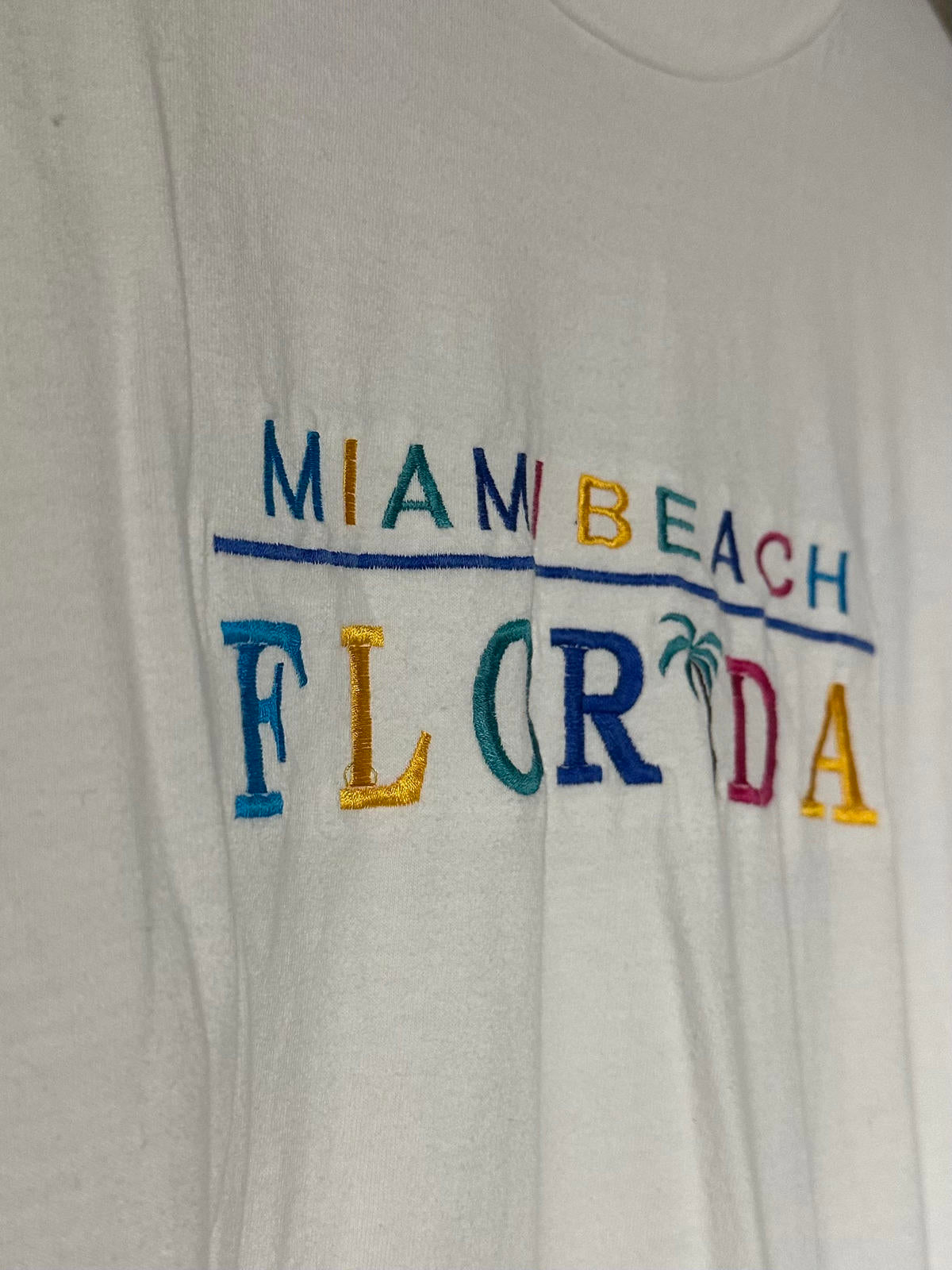 1990s Embroidered Miami Beach Florida Single Stitch Tee