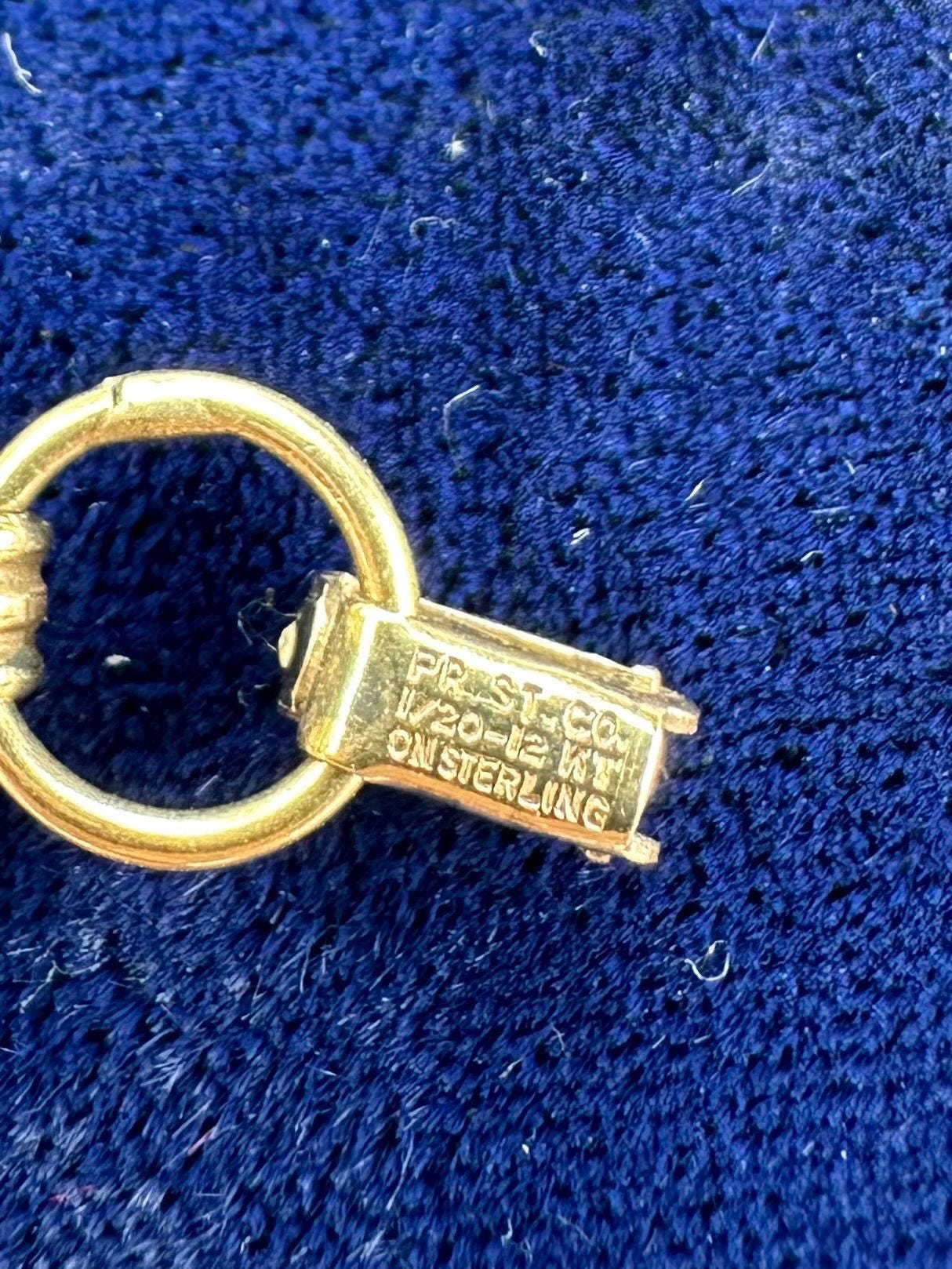 Vintage 1930s Signed Providence Stock Co. 1/20 12k Gold Filled Sterling Silver Floral Blue Rhinestone Link Bracelet