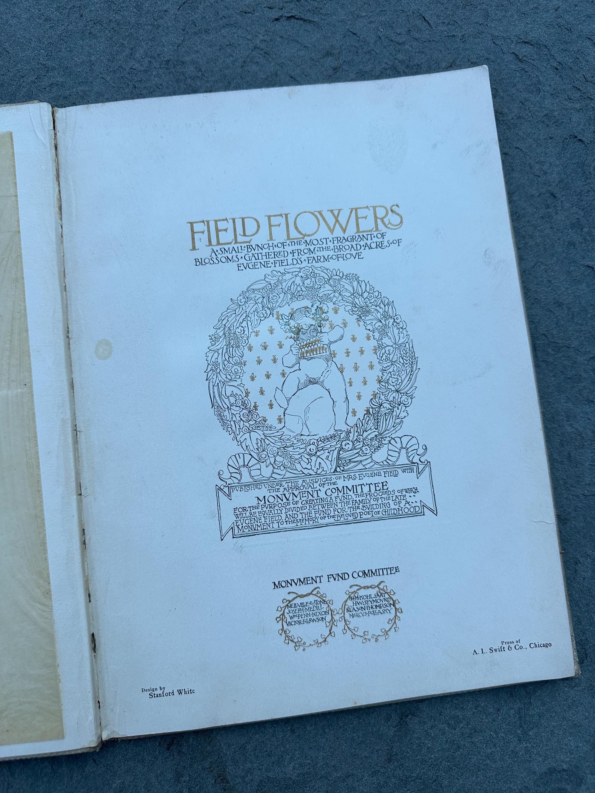 Antique 1896 Field Flowers Eugene Field Monument Souvenir Illustrated Hardcover Book