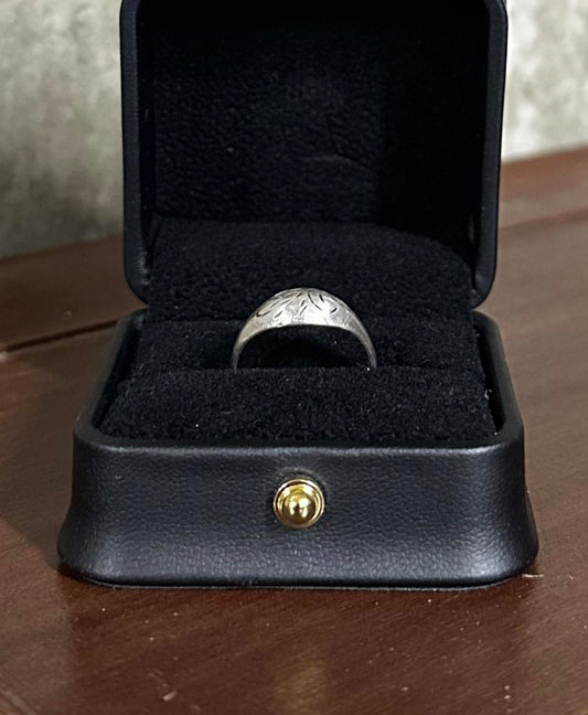 Vintage 925 Sterling Silver Hand Engraved Domed Ring US 6 1/2 Dainty