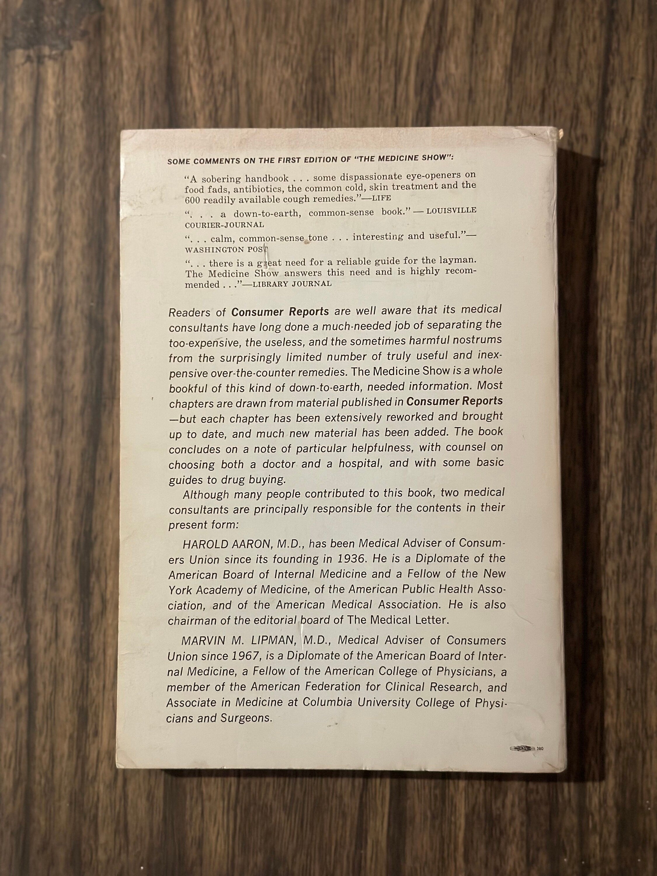 Vintage 1971 The Medicine Show by the Editors of Consumer Reports Revised Edition Paperback Book