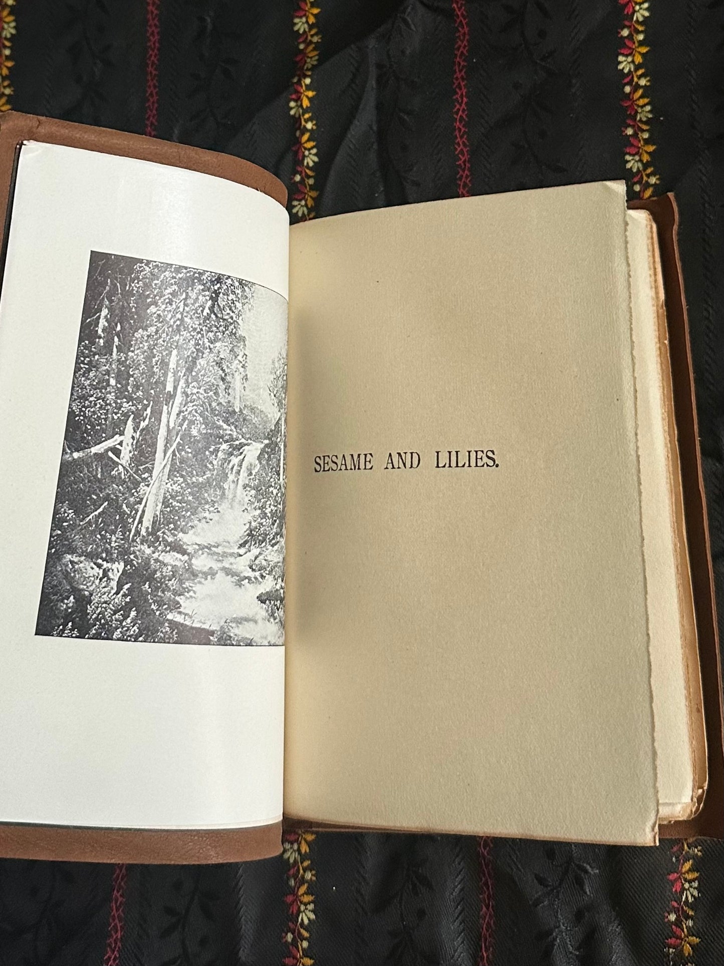 Antique Early 1900s Sesame and Lilies Ooze Calf Leather Bound Book