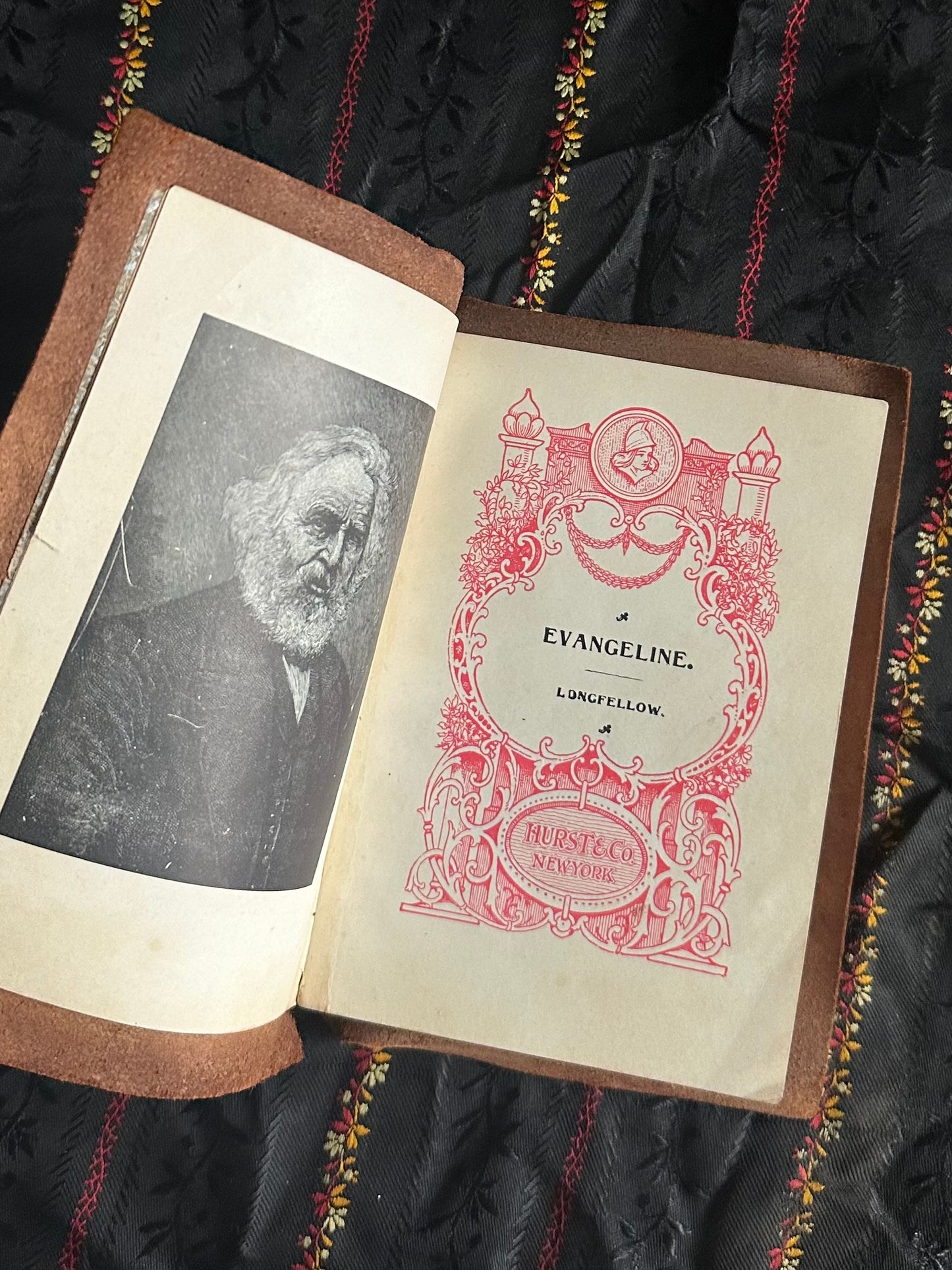 Antique Early 1900s Evangeline Burnt Leather Bound Book