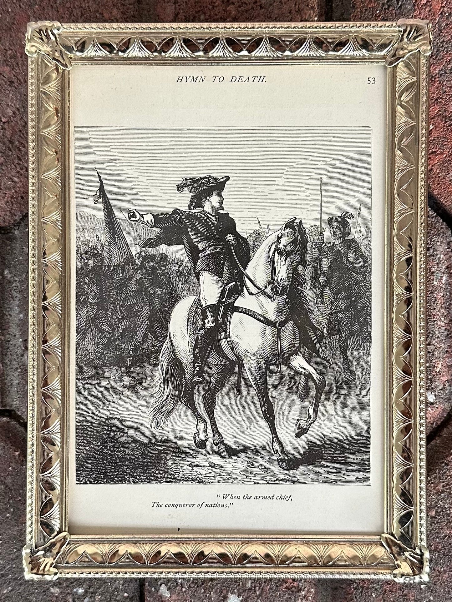 Vintage Framed Engraving "Hymn to Death" from 1878 Poetical Works of William Cullen Bryant