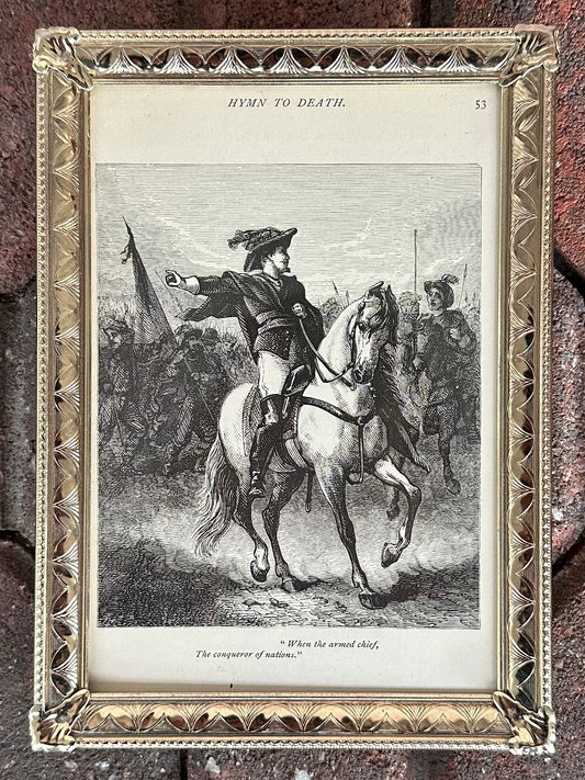 Vintage Framed Engraving "Hymn to Death" from 1878 Poetical Works of William Cullen Bryant