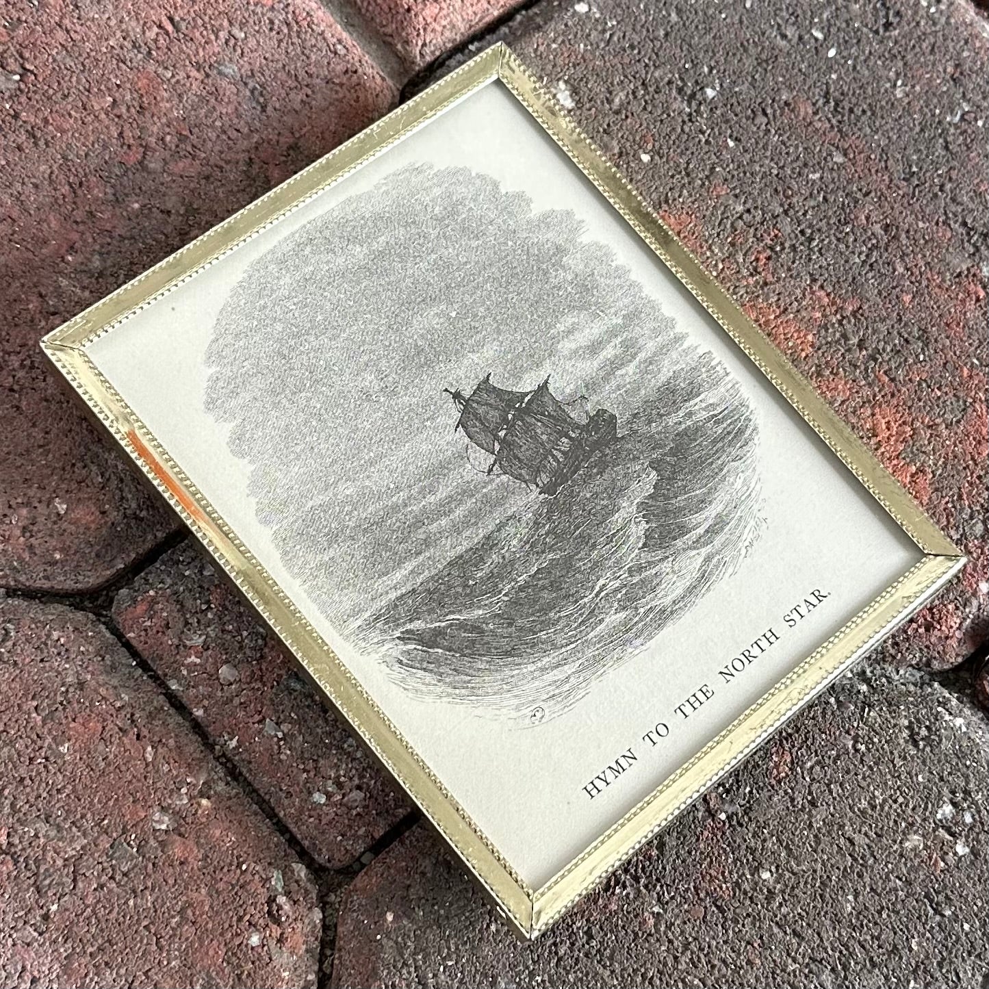 Vintage Framed Engraving "Hymn to the North Star" from 1878 Poetical Works of William Cullen Bryant