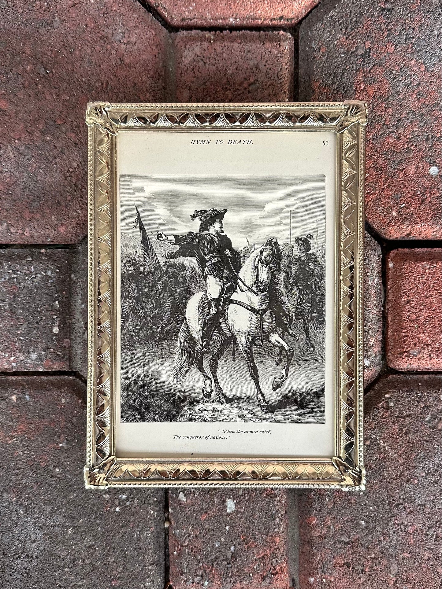 Vintage Framed Engraving "Hymn to Death" from 1878 Poetical Works of William Cullen Bryant