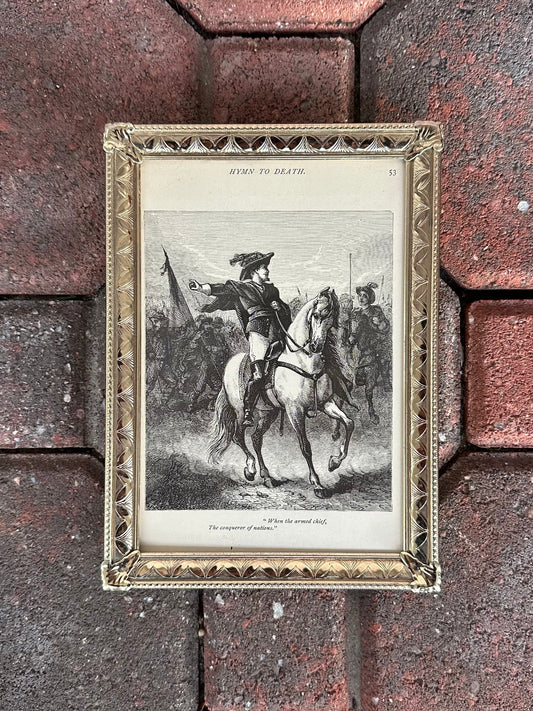 Vintage Framed Engraving "Hymn to Death" from 1878 Poetical Works of William Cullen Bryant