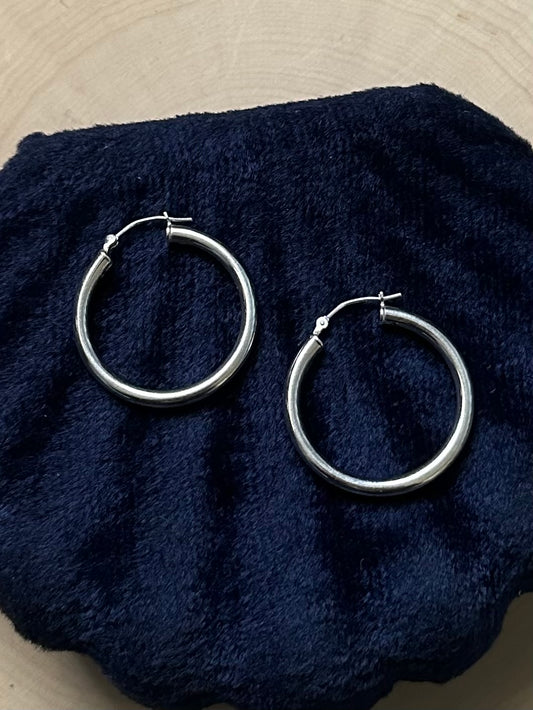 Vintage Sterling Silver Hoop Earrings