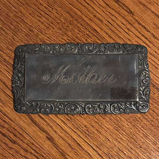 Antique Victorian Era Ornate Scroll MOTHER Engraved Casket Plate
