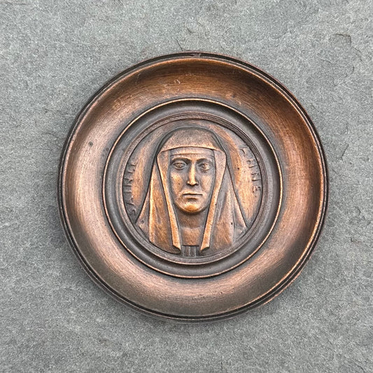 Antique Early 1900s Copper & Iron Religious Relief Wall Plaque | Sainte Anne