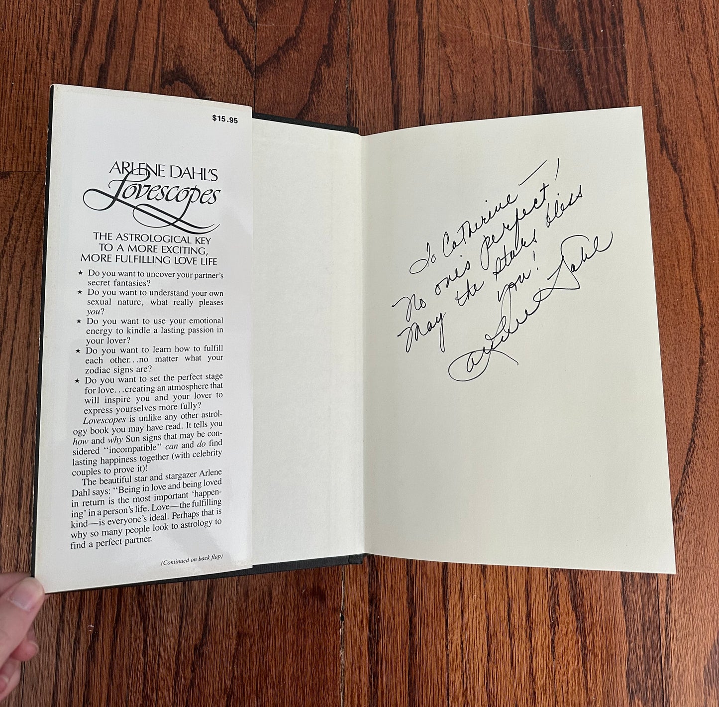1983 Lovescopes by Arlene Dahl Hardcover Book with Dust Jacket | Signed by Author