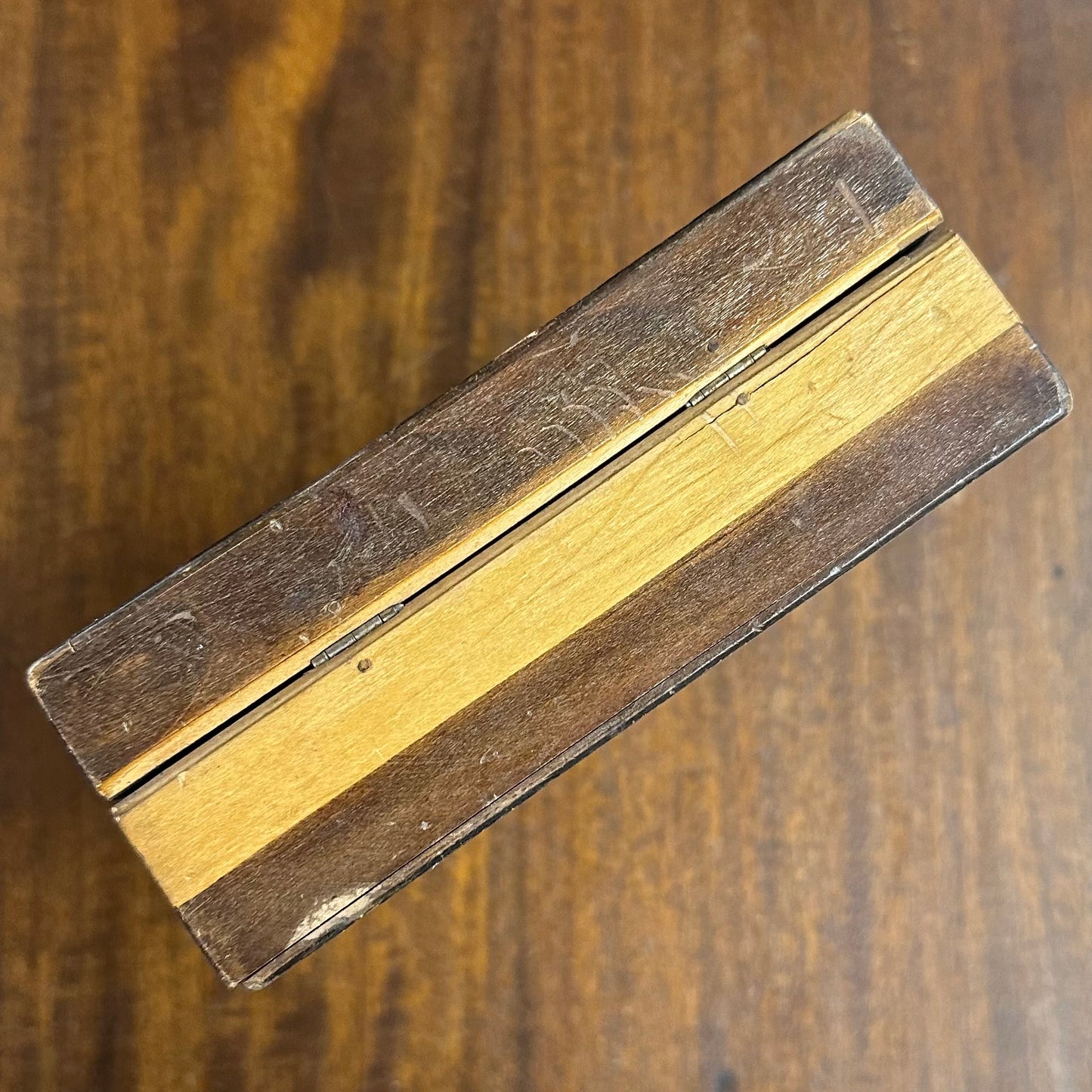 Vintage European Folk Art Hand Carved & Hand Painted Wood Lidded Trinket Box