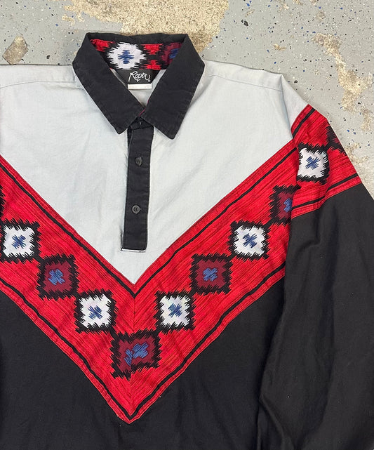 1990s Roper Men's Western Long Sleeve Collared Shirt