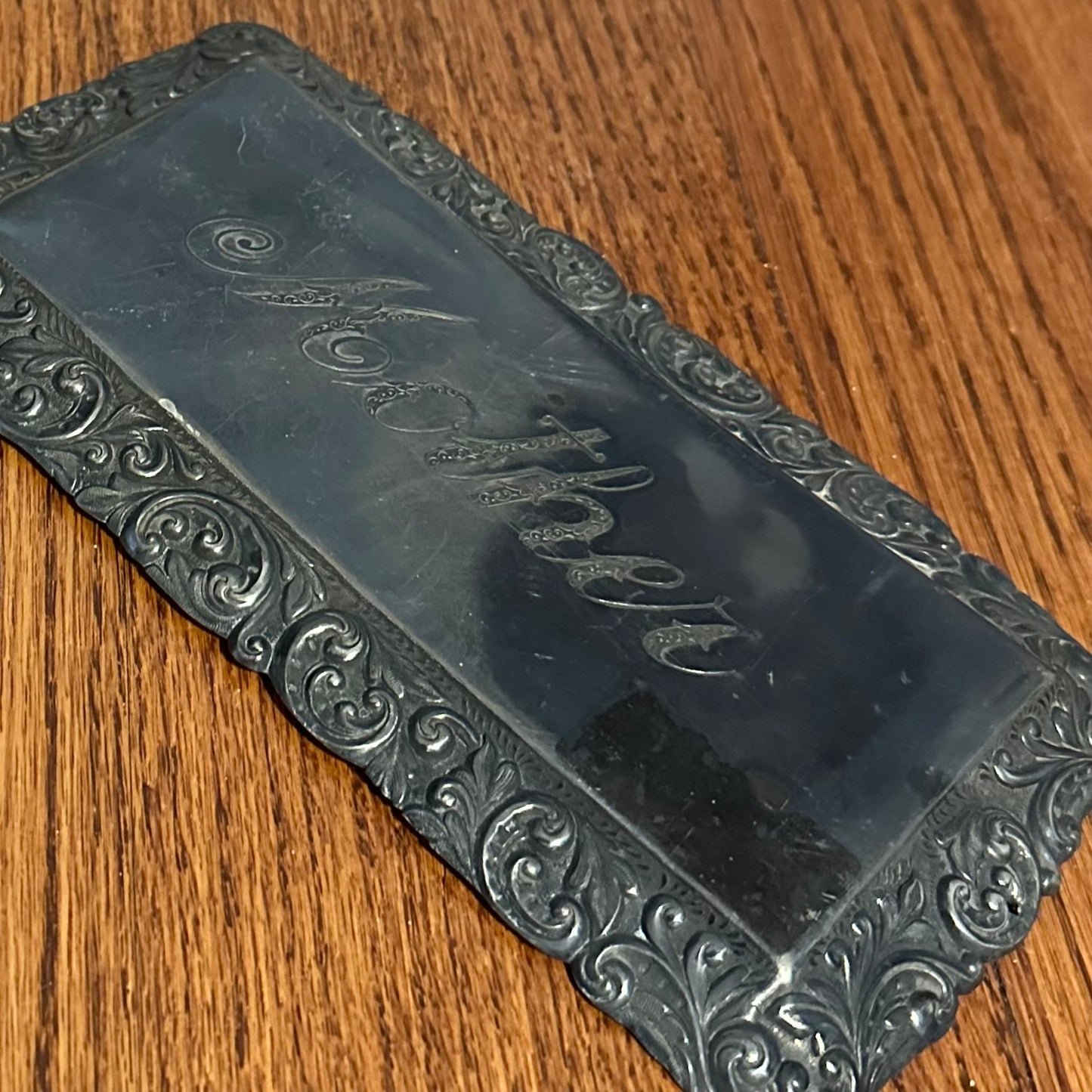 Antique Victorian Era Ornate Scroll MOTHER Engraved Casket Plate