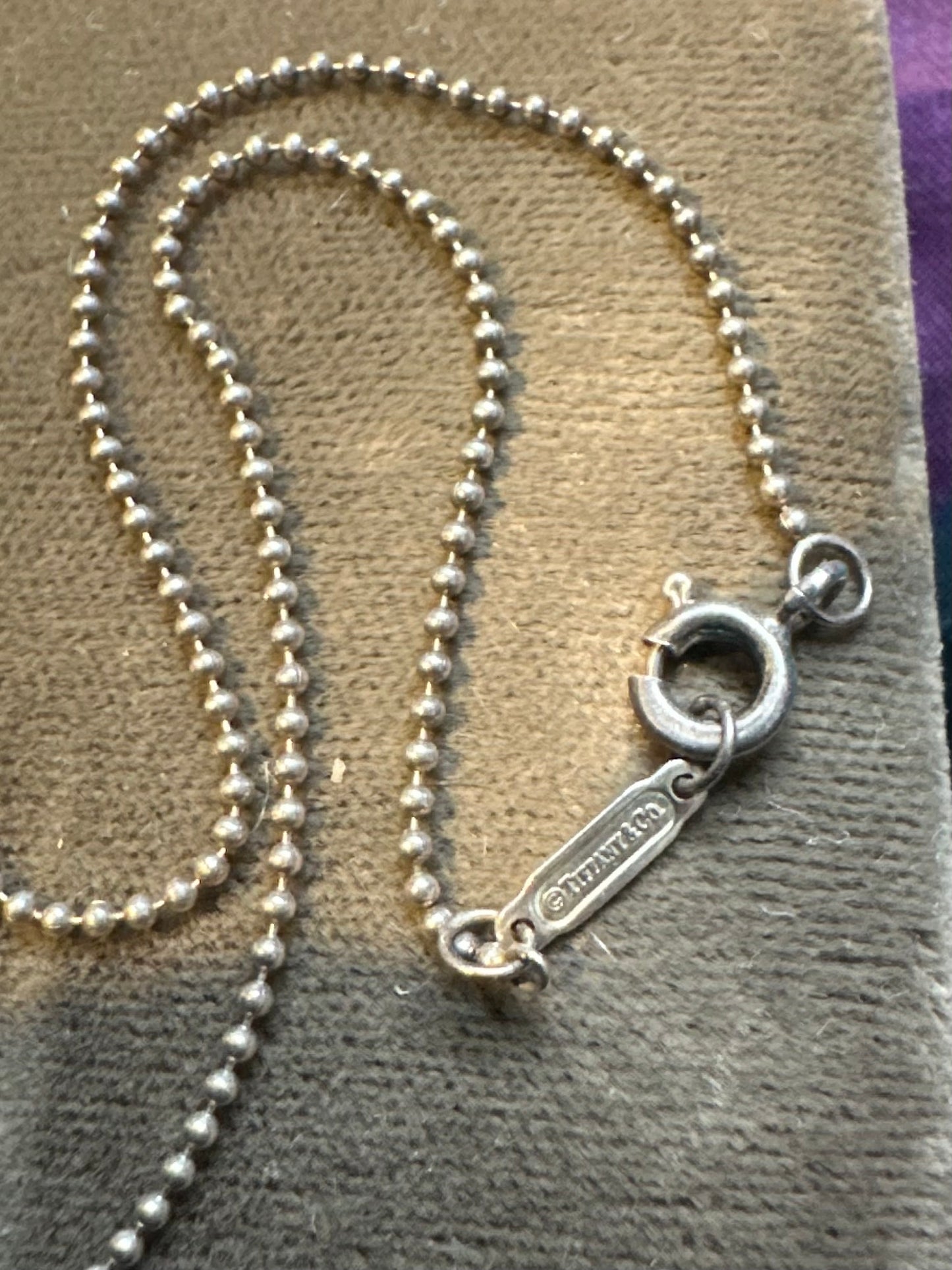 Signed Tiffany & Co. Sterling Silver Ball Bead Chain Necklace